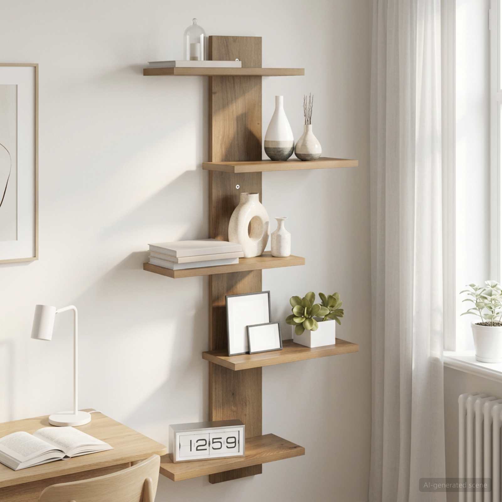 Wand Vlonderschap Artisanaal eiken 48,5 x 15 x 101 cm