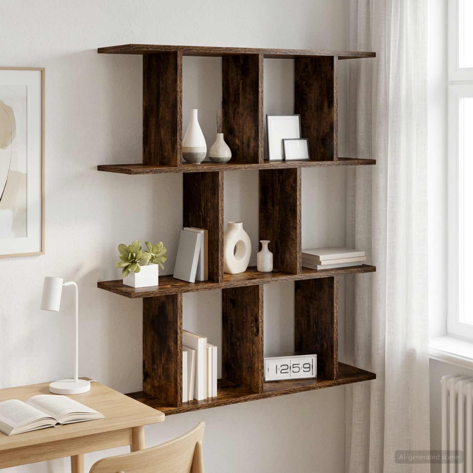 Wandplank Gerookt eiken 80 x 20 x 96 cm Bewerkt hout