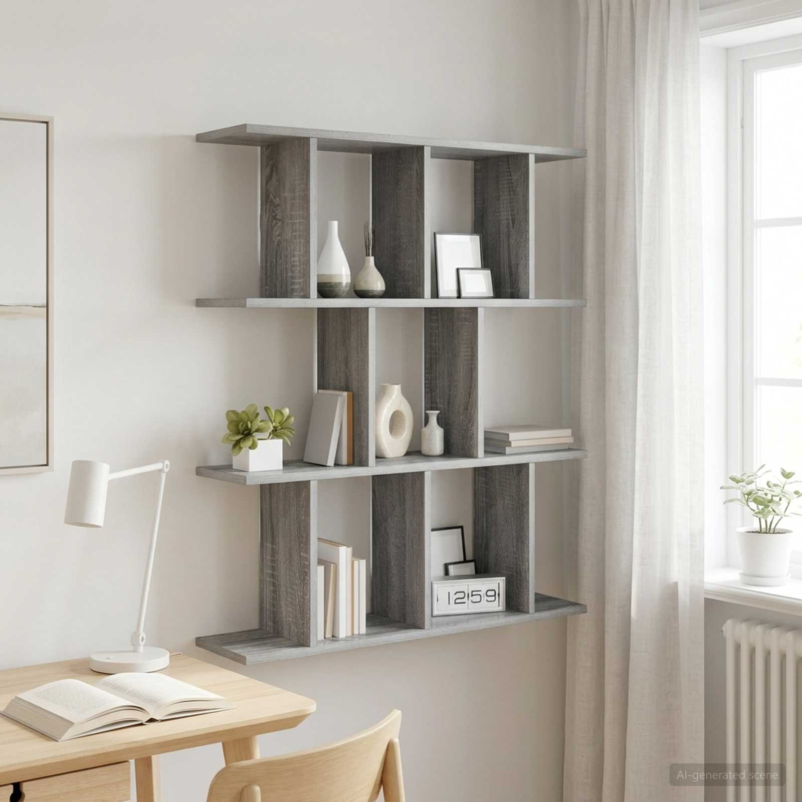 Wandplank Grijs Sonoma 80 x 20 x 96 cm Bewerkt hout