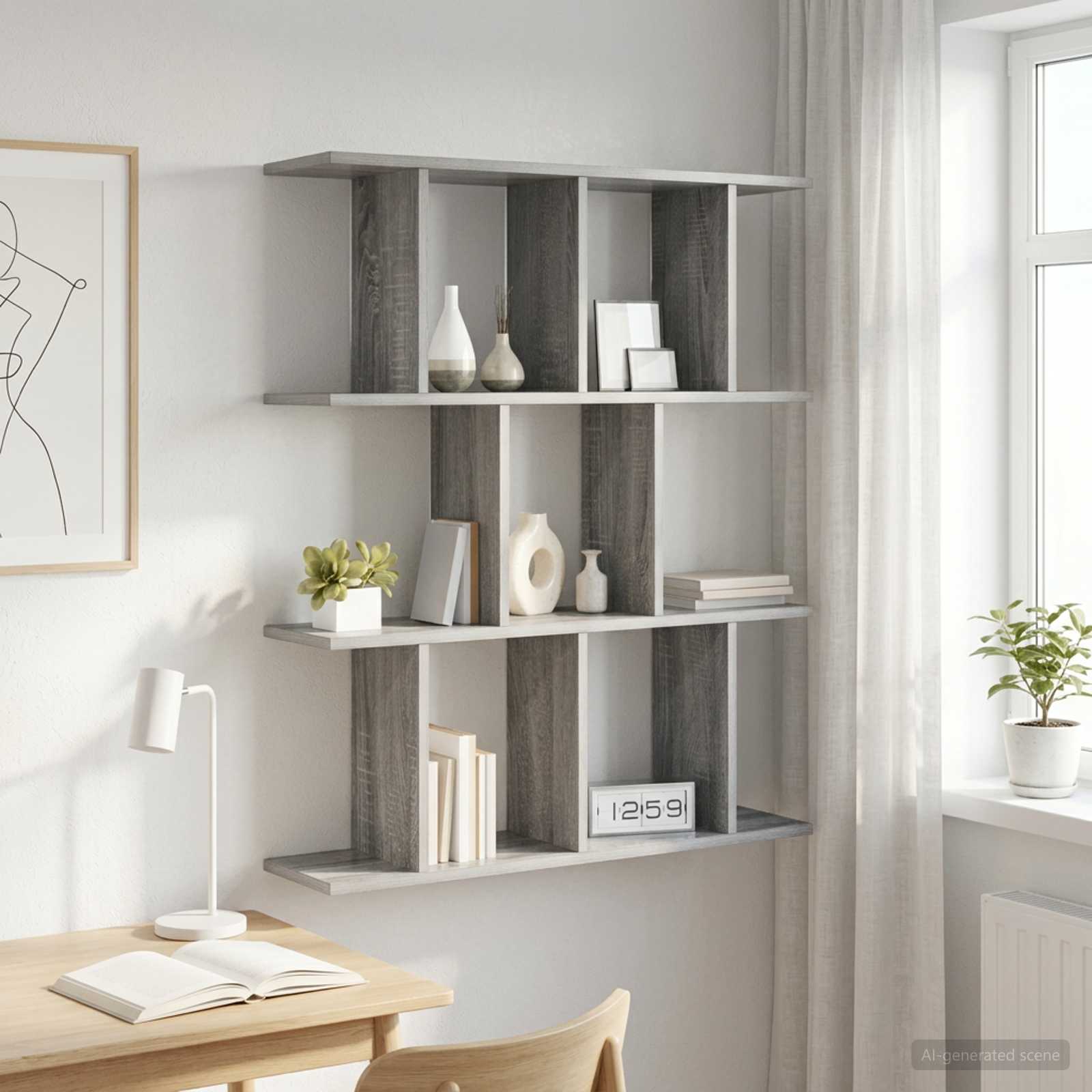 Wandplank Grijs Sonoma 102 x 20 x 96 cm Bewerkt hout