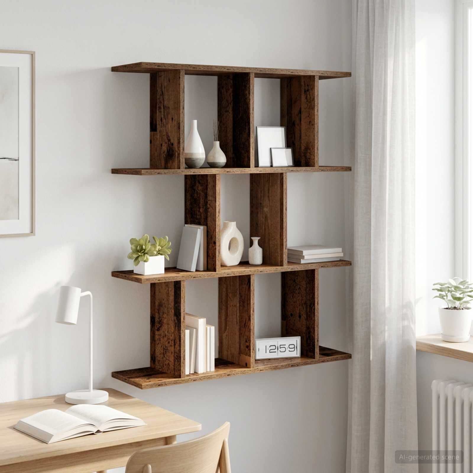 Wandplank Oud hout 102 x 20 x 96 cm Bewerkt hout – afbeelding 1