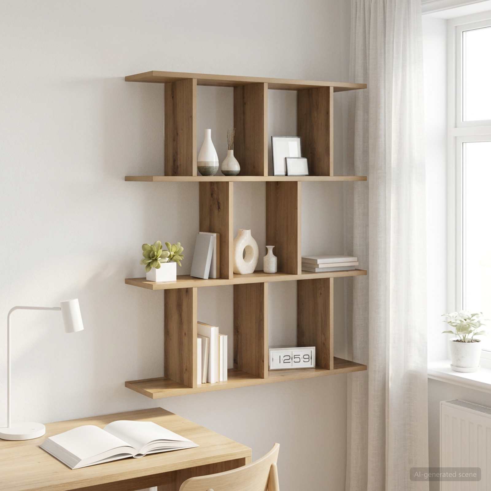 Wandplank Artisanaal eiken 102 x 20 x 96 cm Bewerkt hout