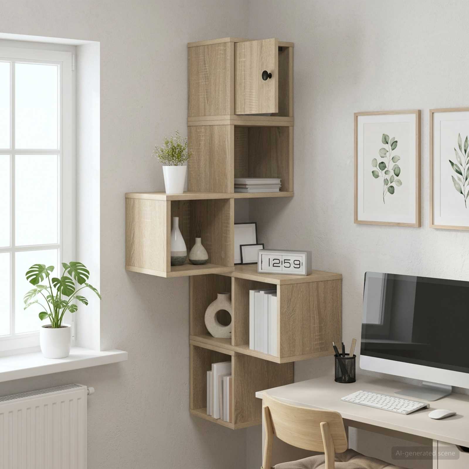 Wandhoekplank Sonoma Eiken 48 x 48 x 120 cm Bewerkt hout