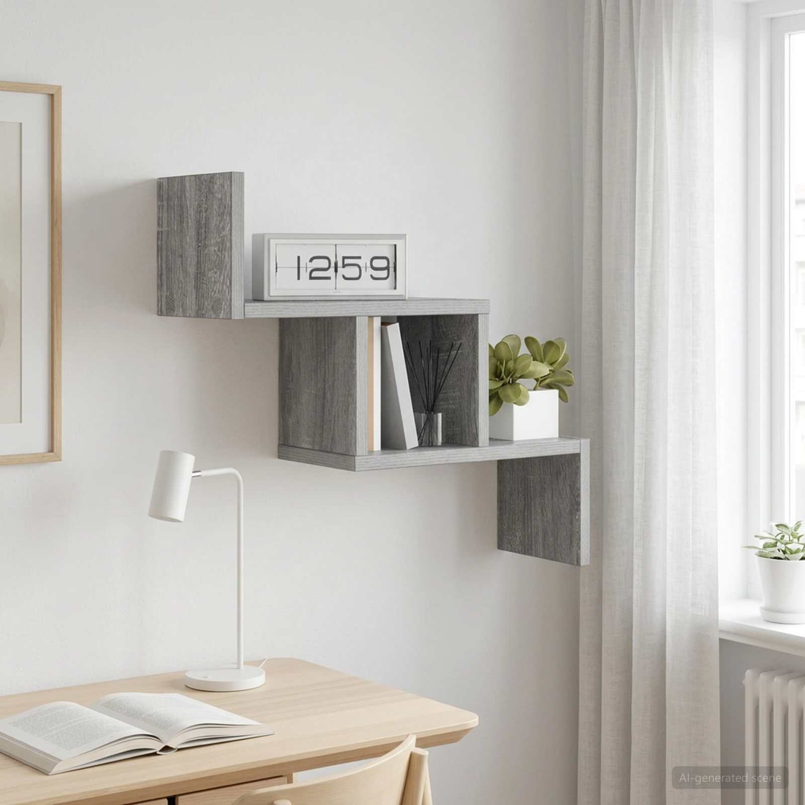 Wandplank Grijs Sonoma 48 x 15 x 42 cm Bewerkt hout