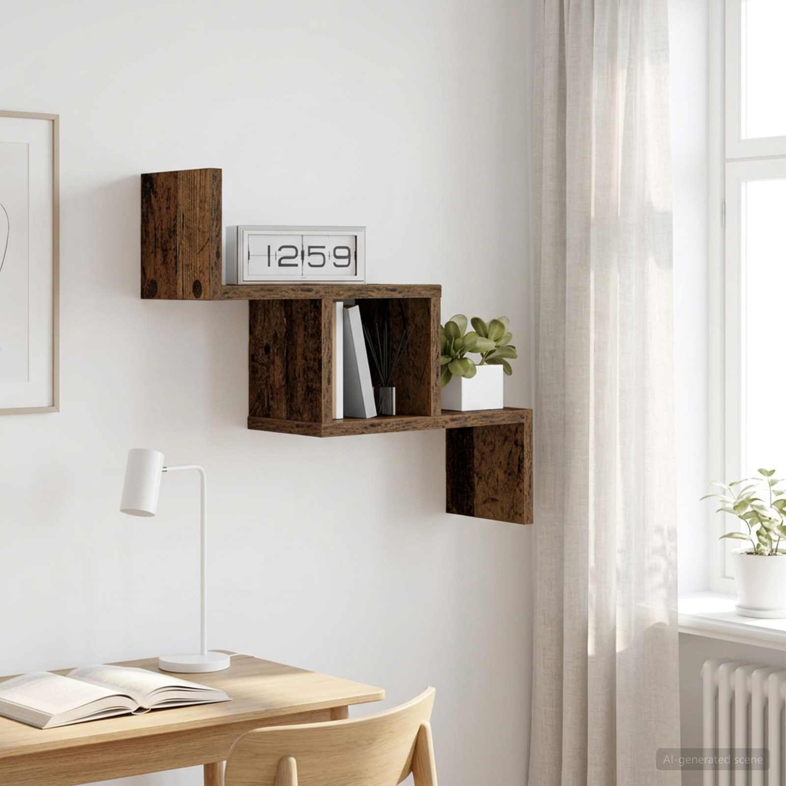 Wandplank Oud hout 48 x 15 x 42 cm Bewerkt hout