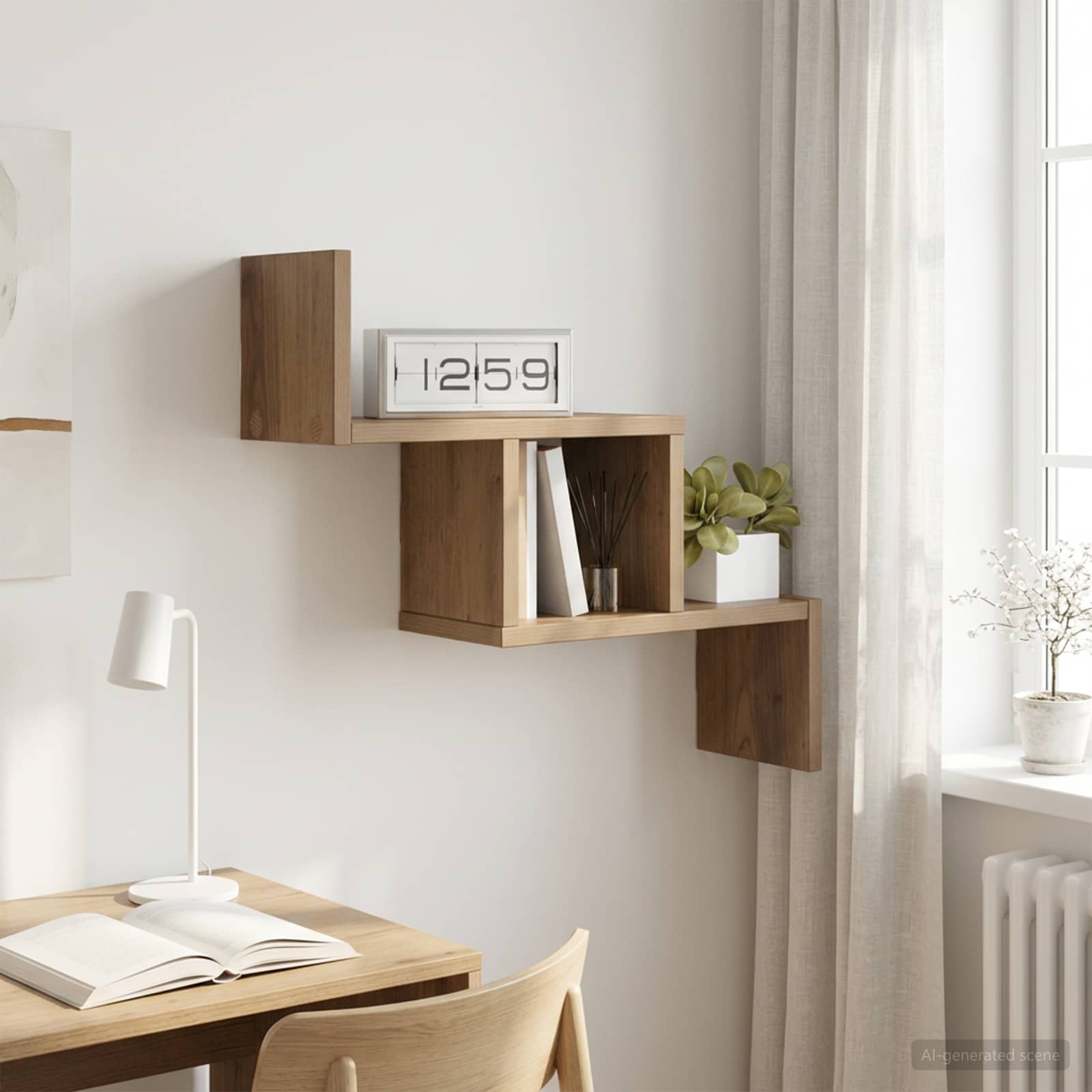 Wandplank Artisanaal eiken 48 x 15 x 42 cm Bewerkt hout