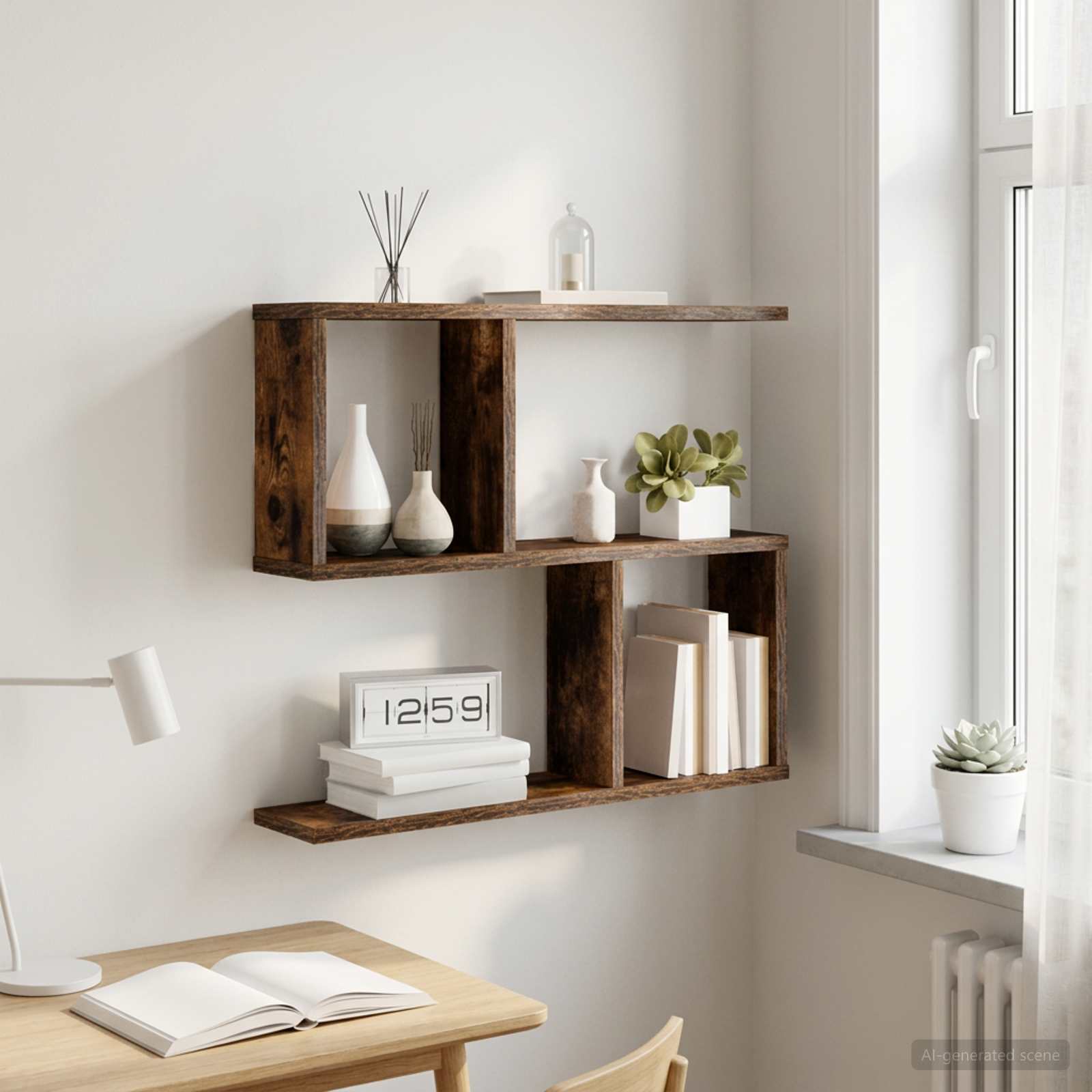 Wandplank Gerookt eiken 60 x 12 x 50,5 cm Bewerkt hout