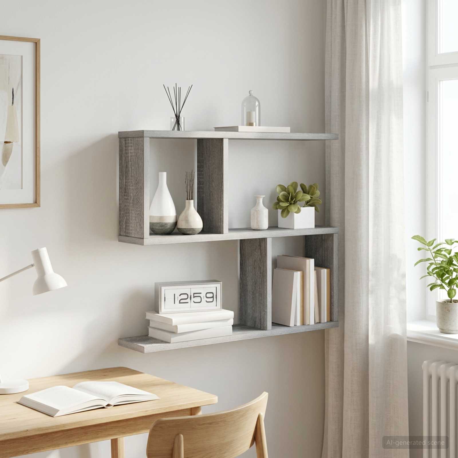 Wandplank Grijs Sonoma 60 x 12 x 50,5 cm Bewerkt hout