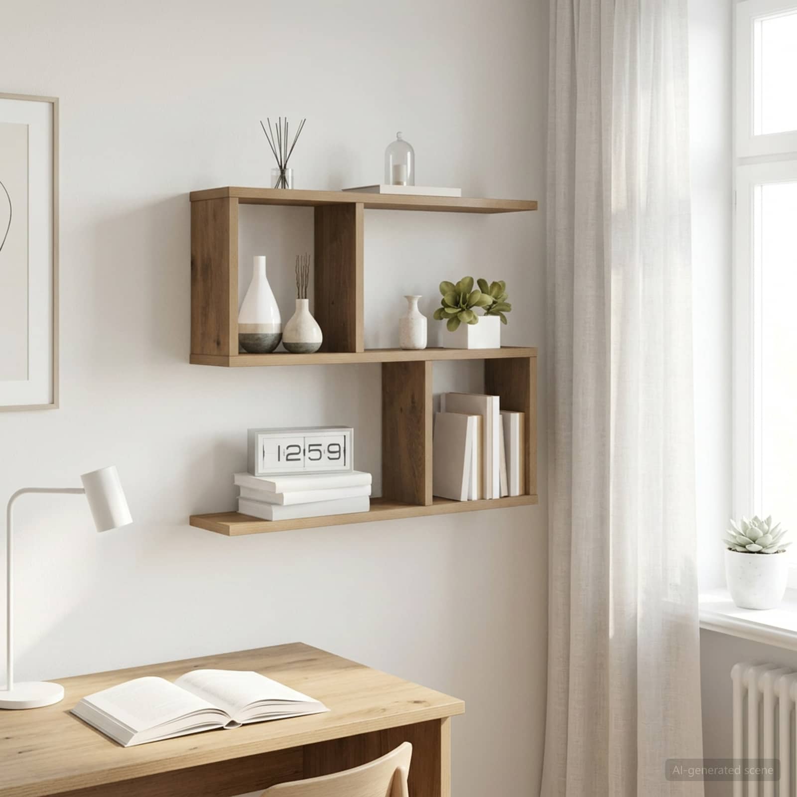 Wandplank Artisanaal eiken 60 x 12 x 50,5 cm Bewerkt hout