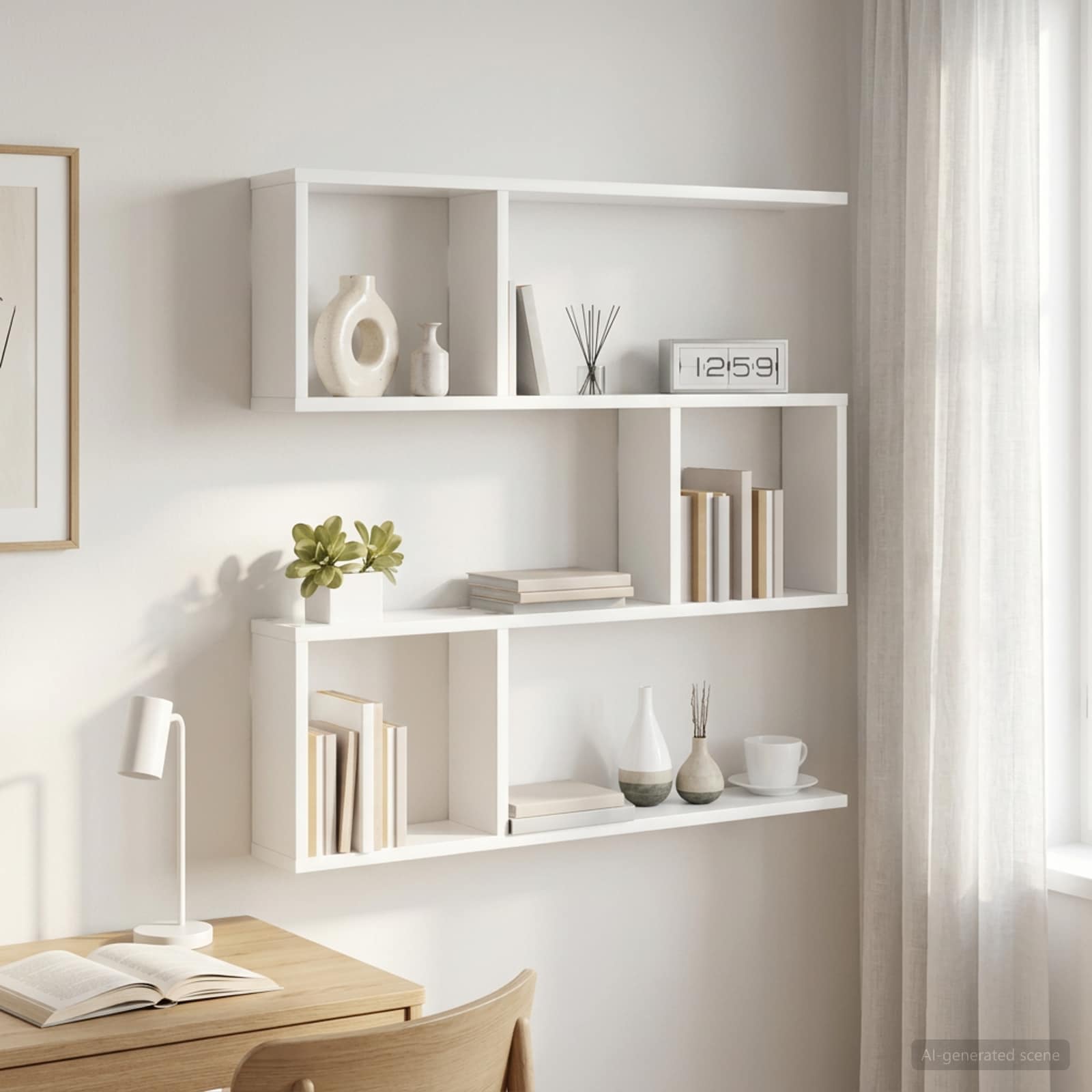 Wandplank Wit 80 x 12 x 79,5 cm Bewerkt hout
