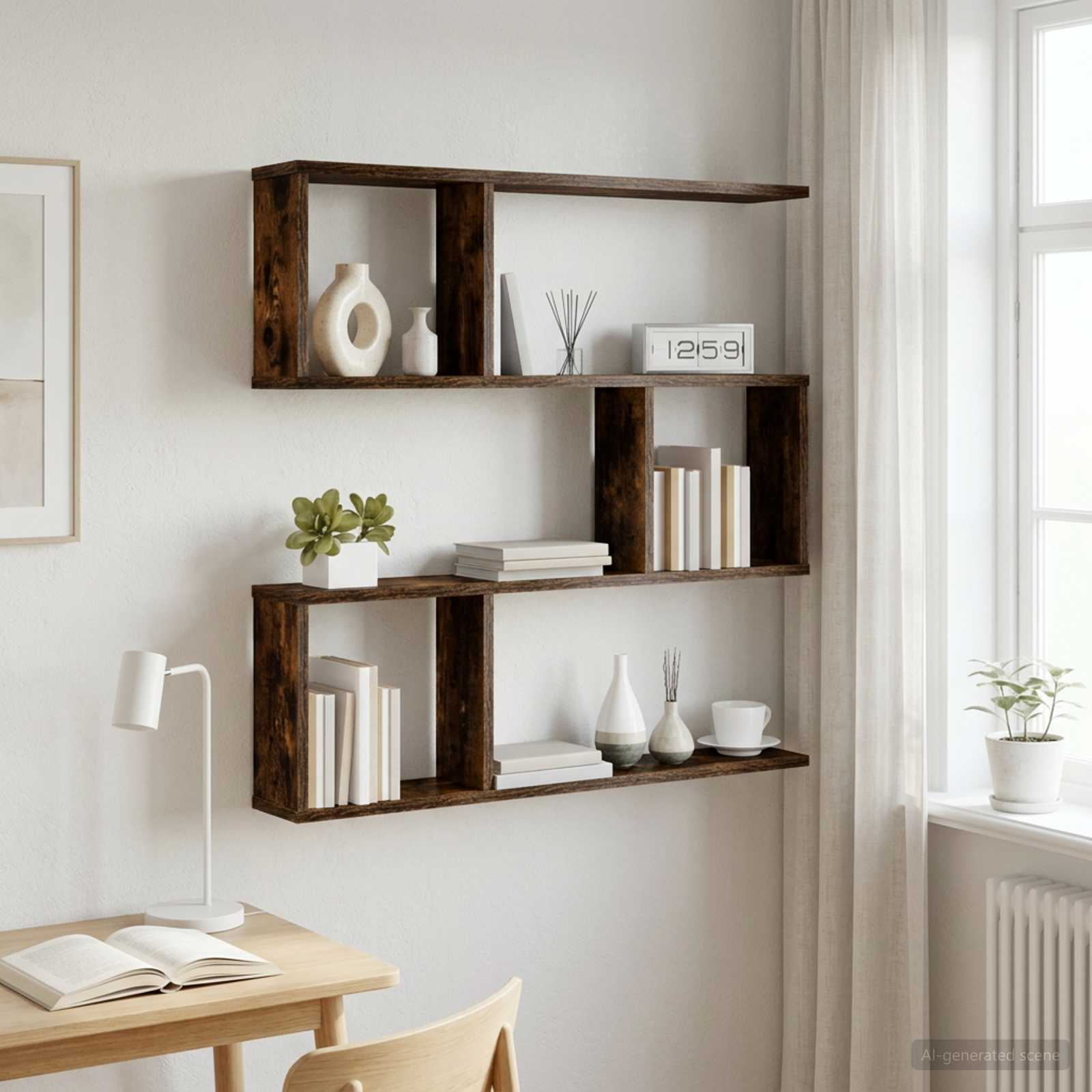 Wandplank Gerookt eiken 80 x 12 x 79,5 cm Bewerkt hout