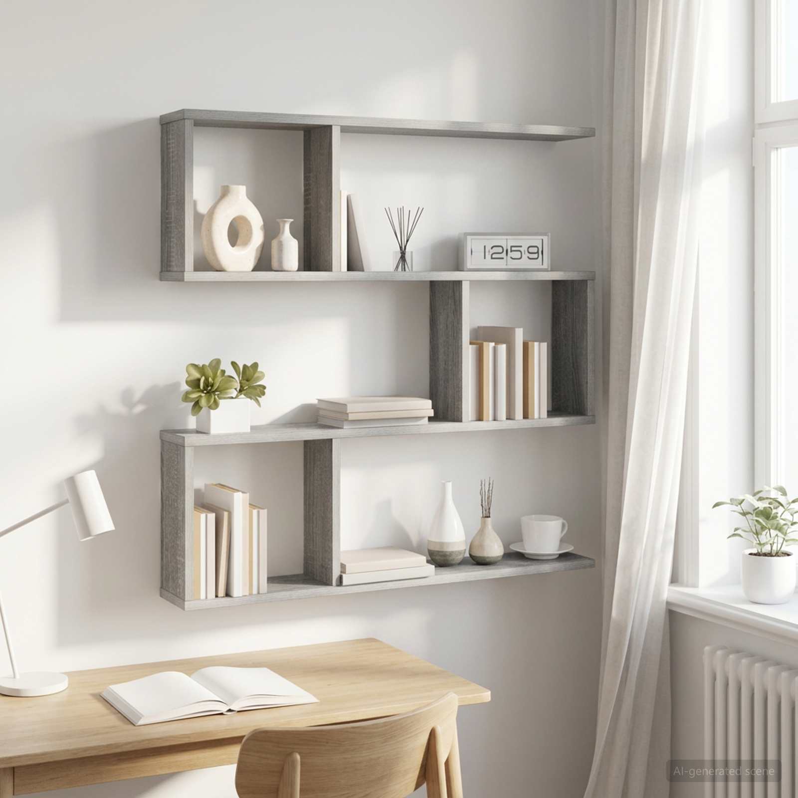 Wandplank Grijs Sonoma 80 x 12 x 79,5 cm Bewerkt hout