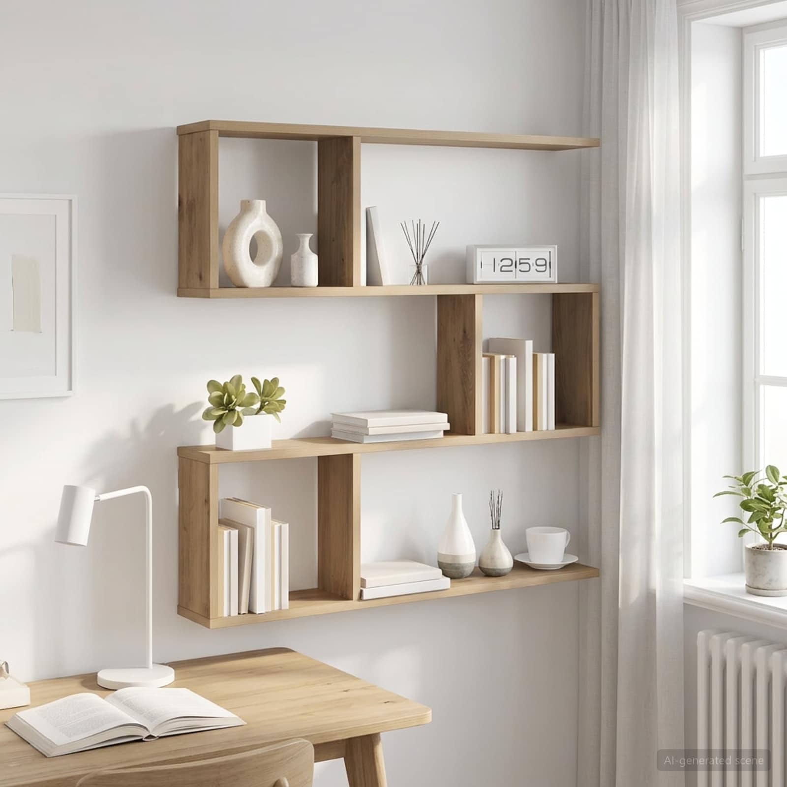 Wandplank Artisanaal eiken 80 x 12 x 79,5 cm Bewerkt hout