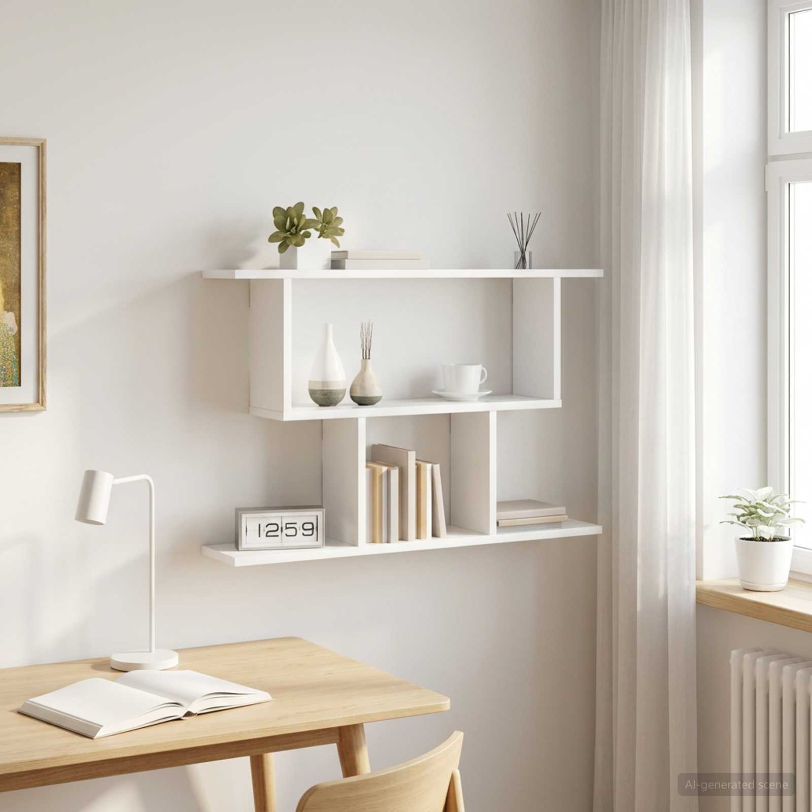 Wandplank Wit 80 x 15 x 50,5 cm Bewerkt hout