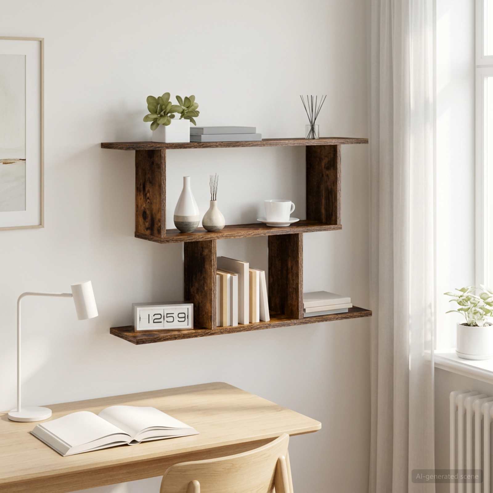 Wandplank Gerookt eiken 80 x 15 x 50,5 cm Bewerkt hout