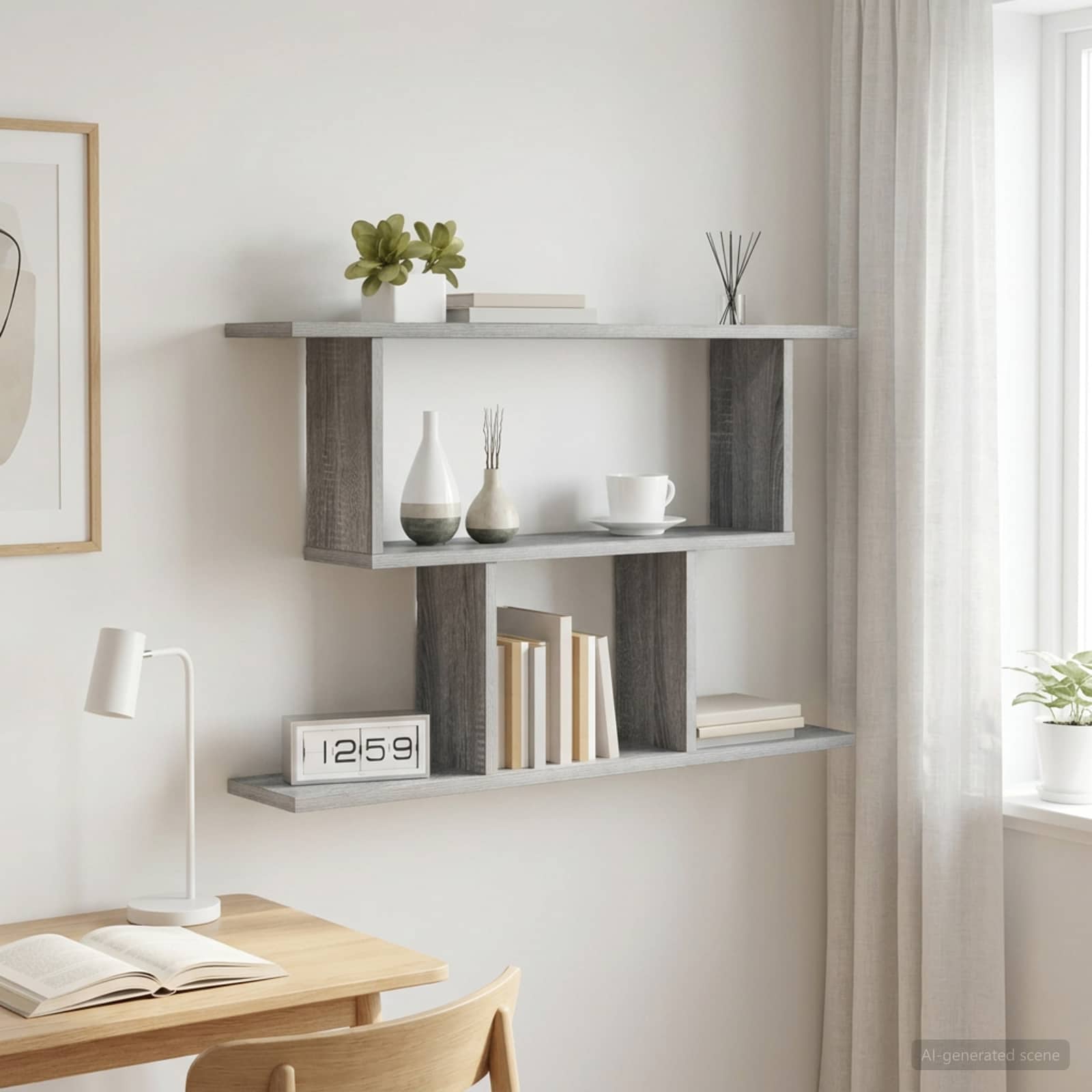 Wandplank Grijs Sonoma 80 x 15 x 50,5 cm Bewerkt hout