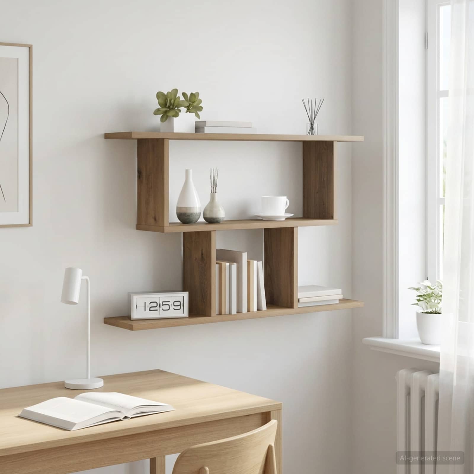 Wandplank Artisanaal eiken 80 x 15 x 50,5 cm Bewerkt hout