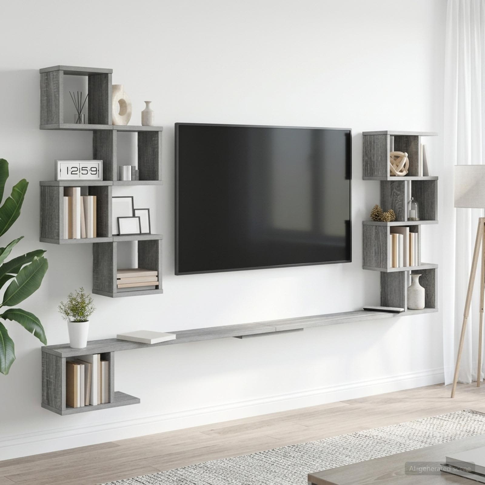 Vaste TV Plank Grijs Sonoma 180 x 15 x 94 cm Bewerkt hout