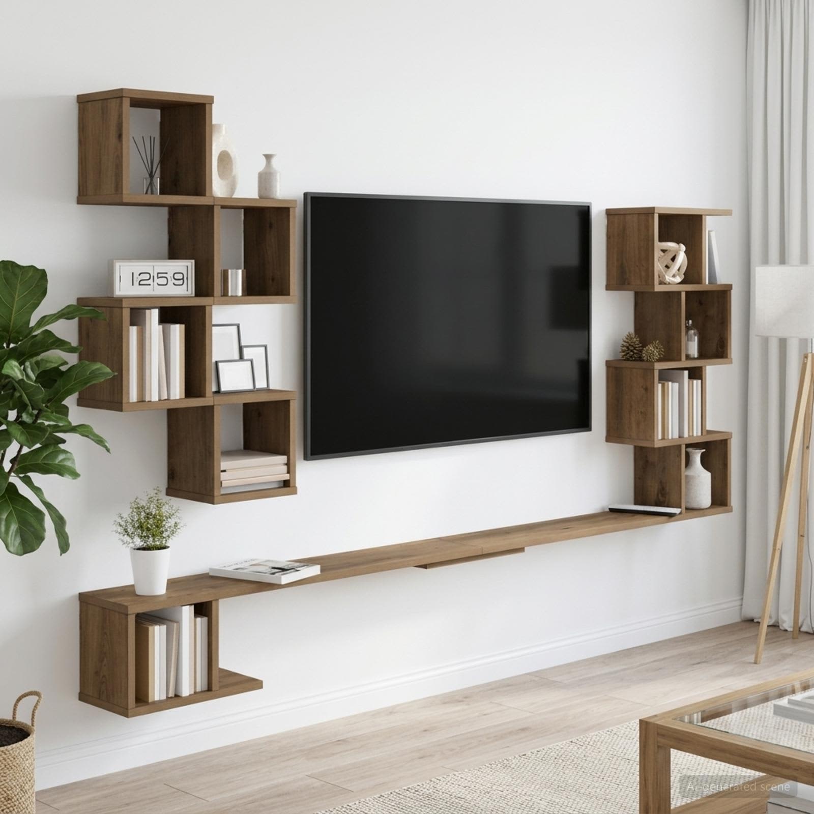Vaste TV Plank Artisanaal eiken 180 x 15 x 94 cm Bewerkt hout