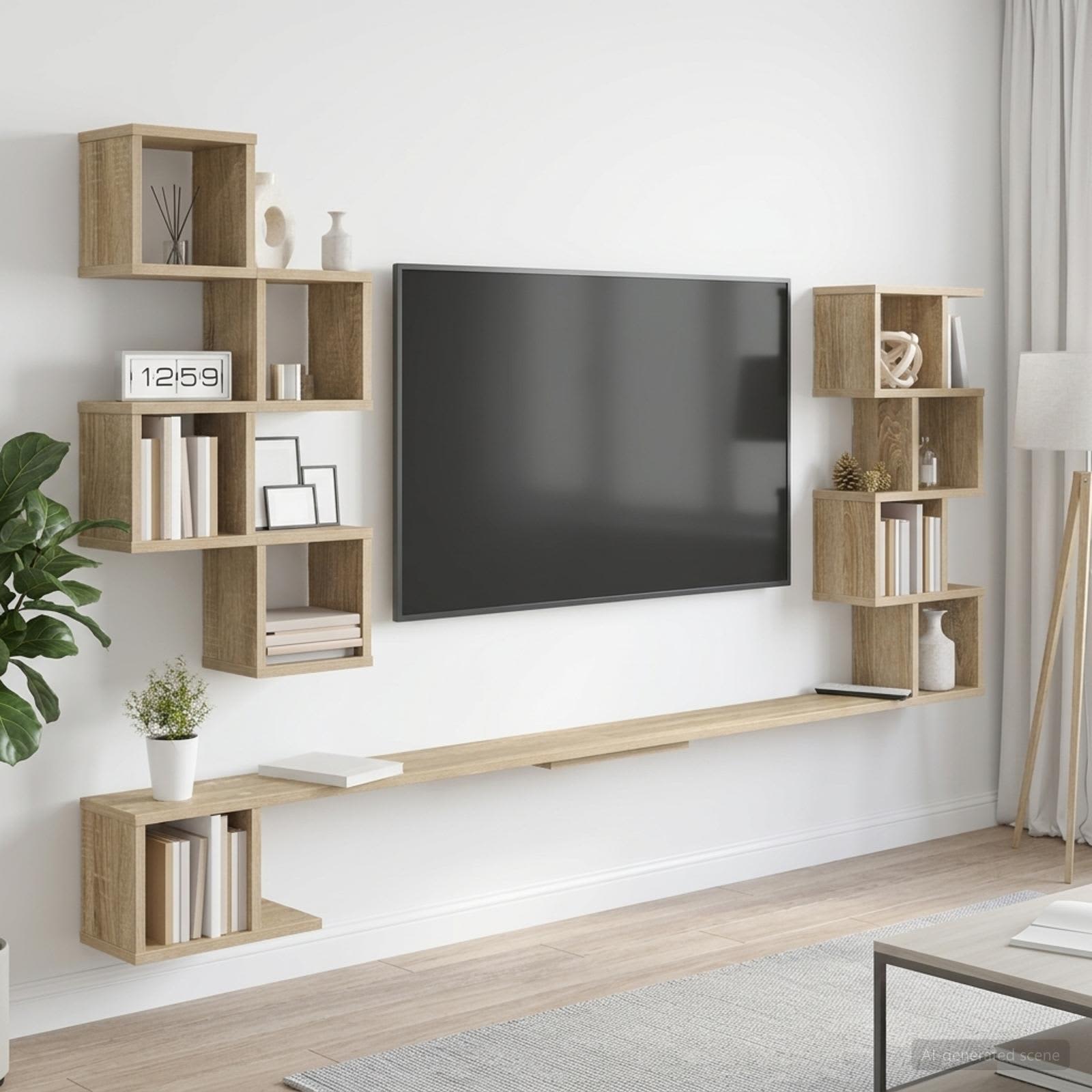 Vaste TV Plank Sonoma Eiken 160 x 15 x 94 cm Bewerkt hout
