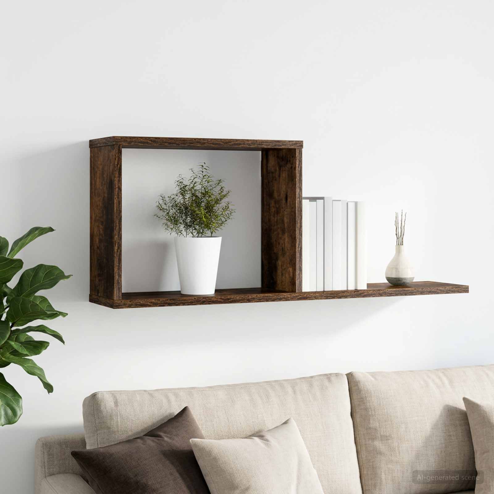 Zwevende schappen Gerookt eiken 80 x 15 x 30 cm Bewerkt hout