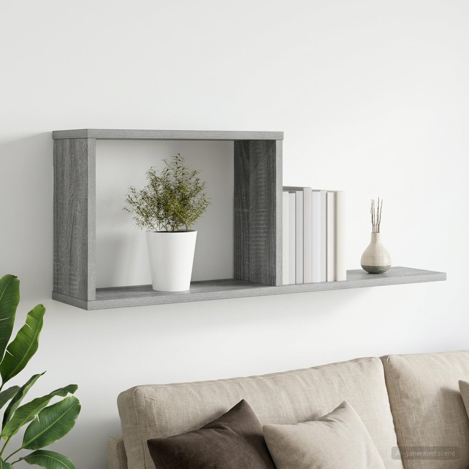 Zwevende schappen Grijs Sonoma 80 x 15 x 30 cm Bewerkt hout