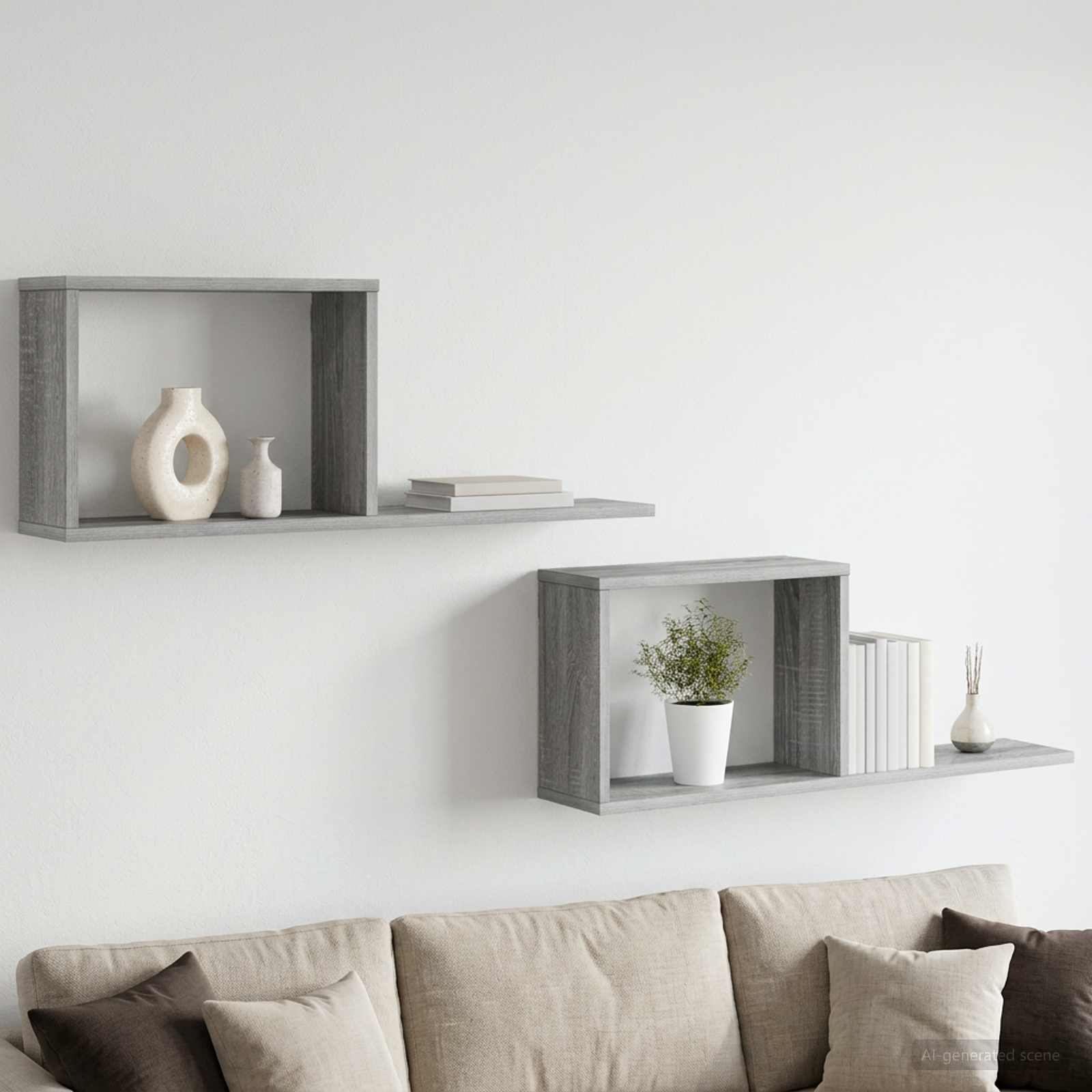 Zwevende schappen 2 pcs Grijs Sonoma 80 x 15 x 30 cm