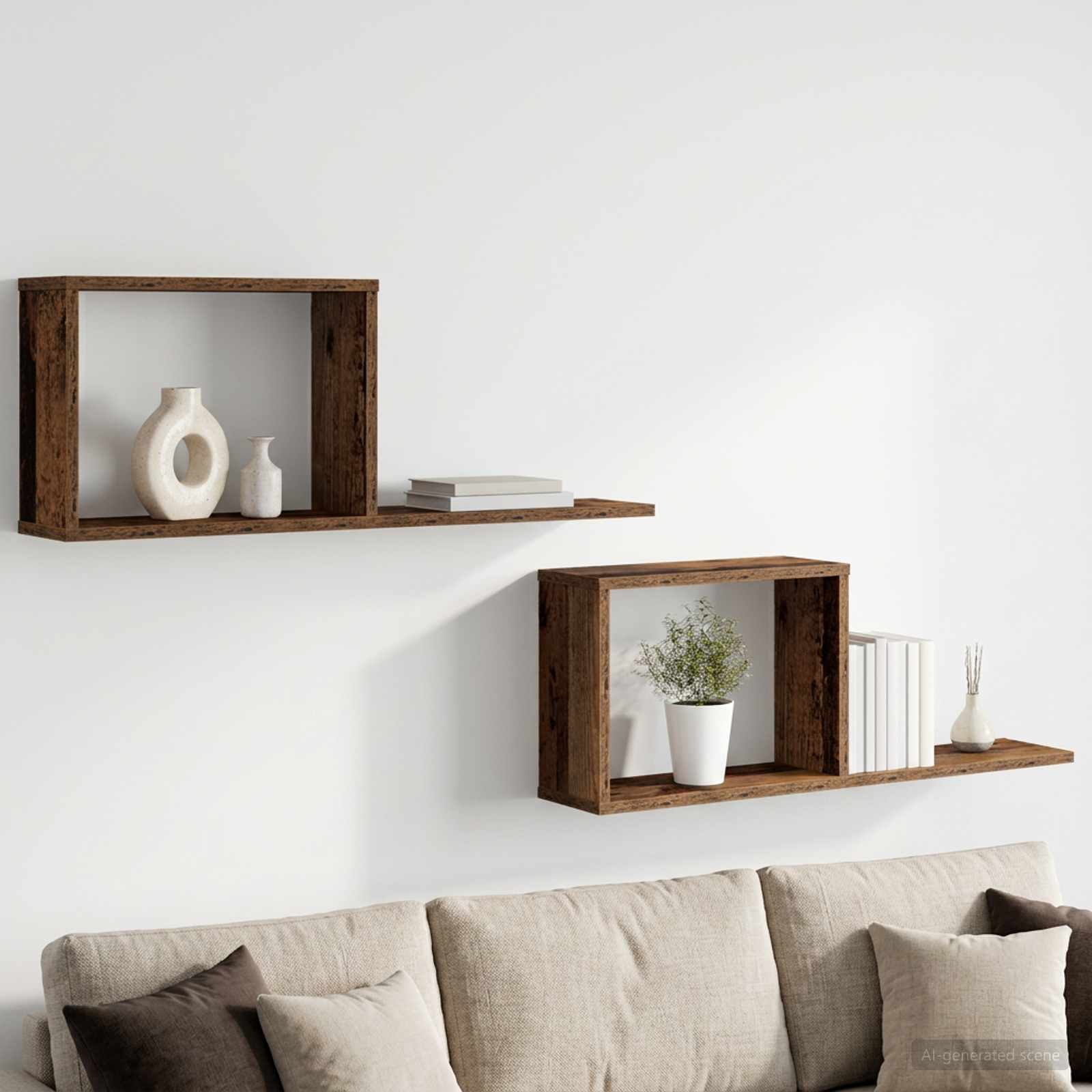Zwevende schappen 2 pcs Oud hout 80 x 15 x 30 cm Bewerkt hout