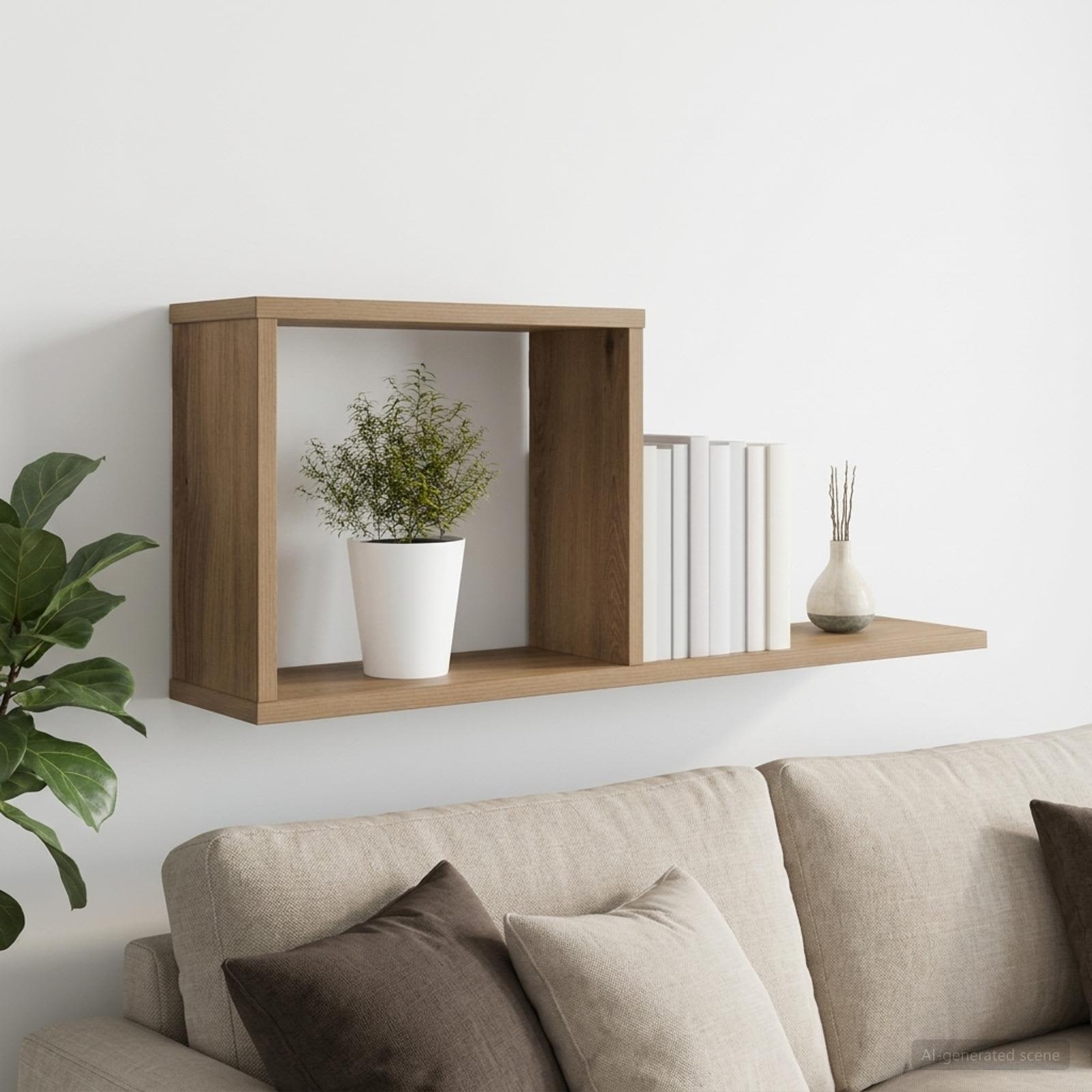 Zwevende schappen Artisanaal eiken 80 x 15 x 30 cm Bewerkt hout
