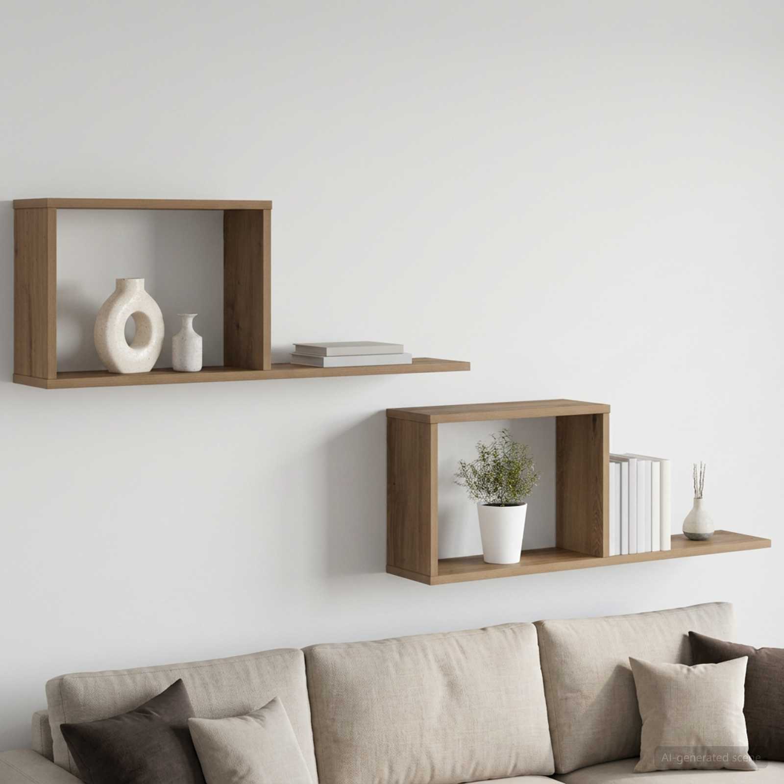 Zwevende schappen 2 pcs Artisanaal eiken 80 x 15 x 30 cm