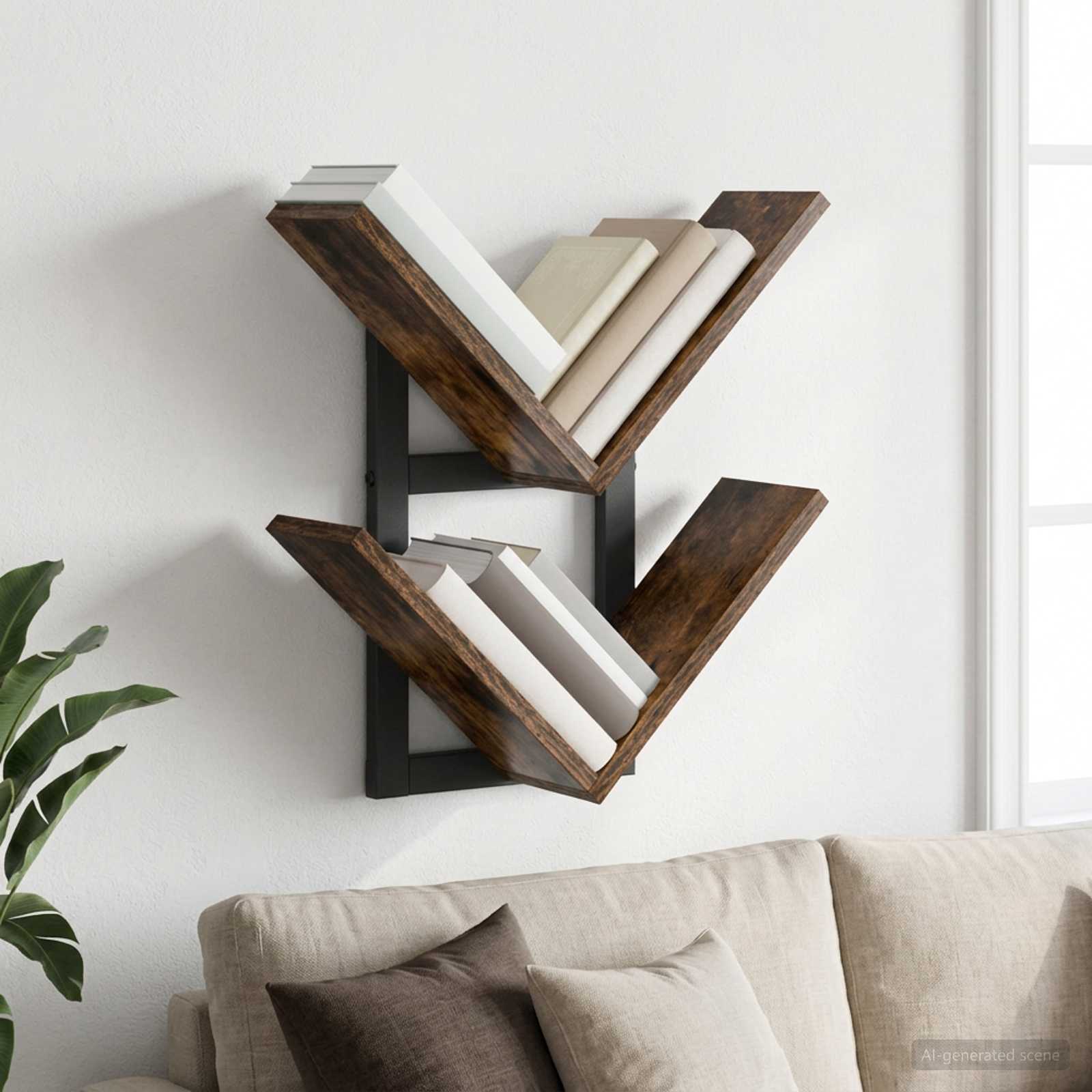 Wand Vlonderschap Gerookt eiken 43 x 15 x 47 cm Bewerkt hout