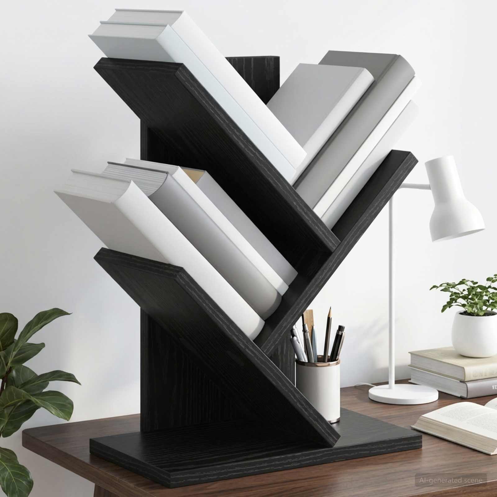 Boomvormige boekenplank met 3 planken 30 x 18 x 40 cm