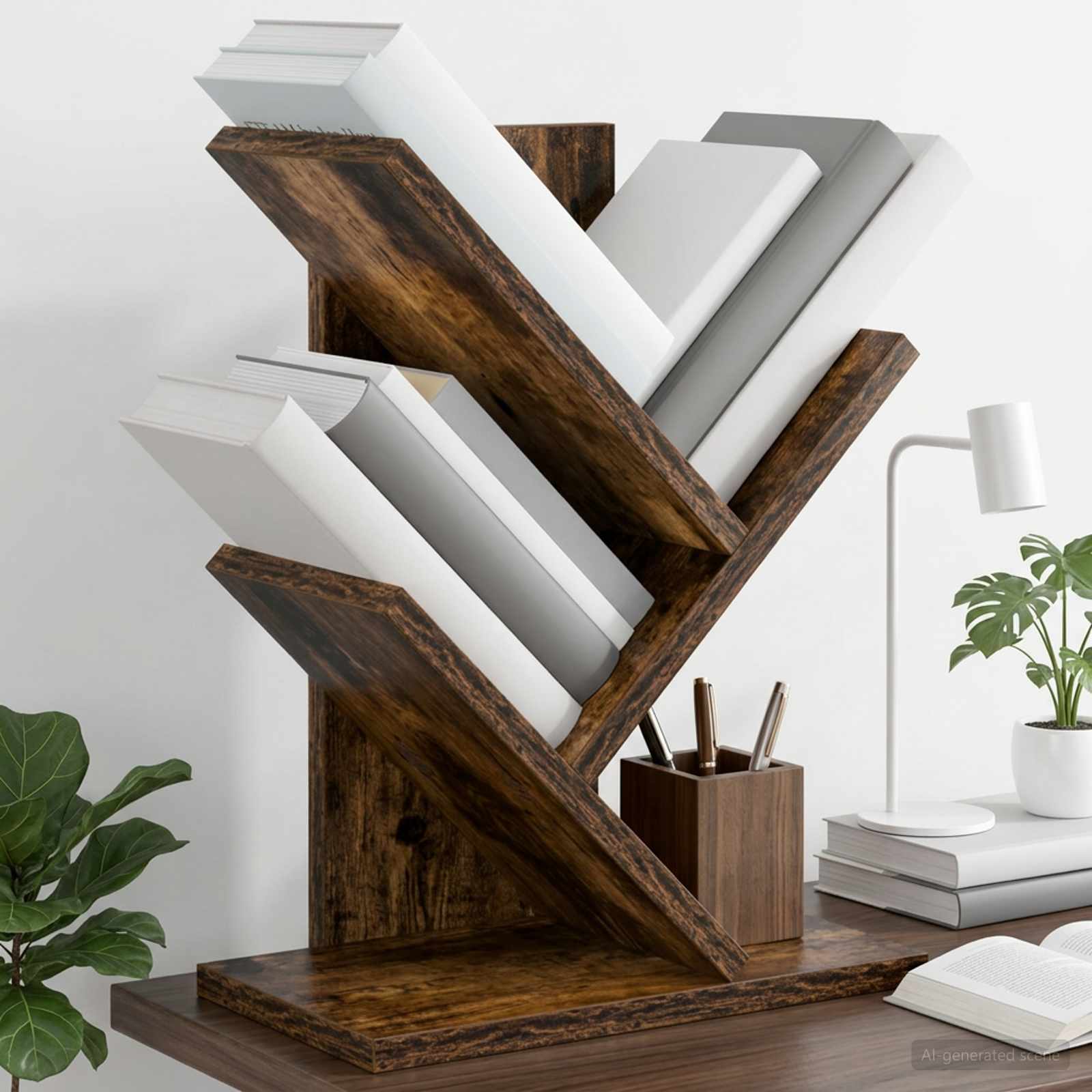 Boomvormige boekenplank met 3 planken 30 x 18 x 40 cm