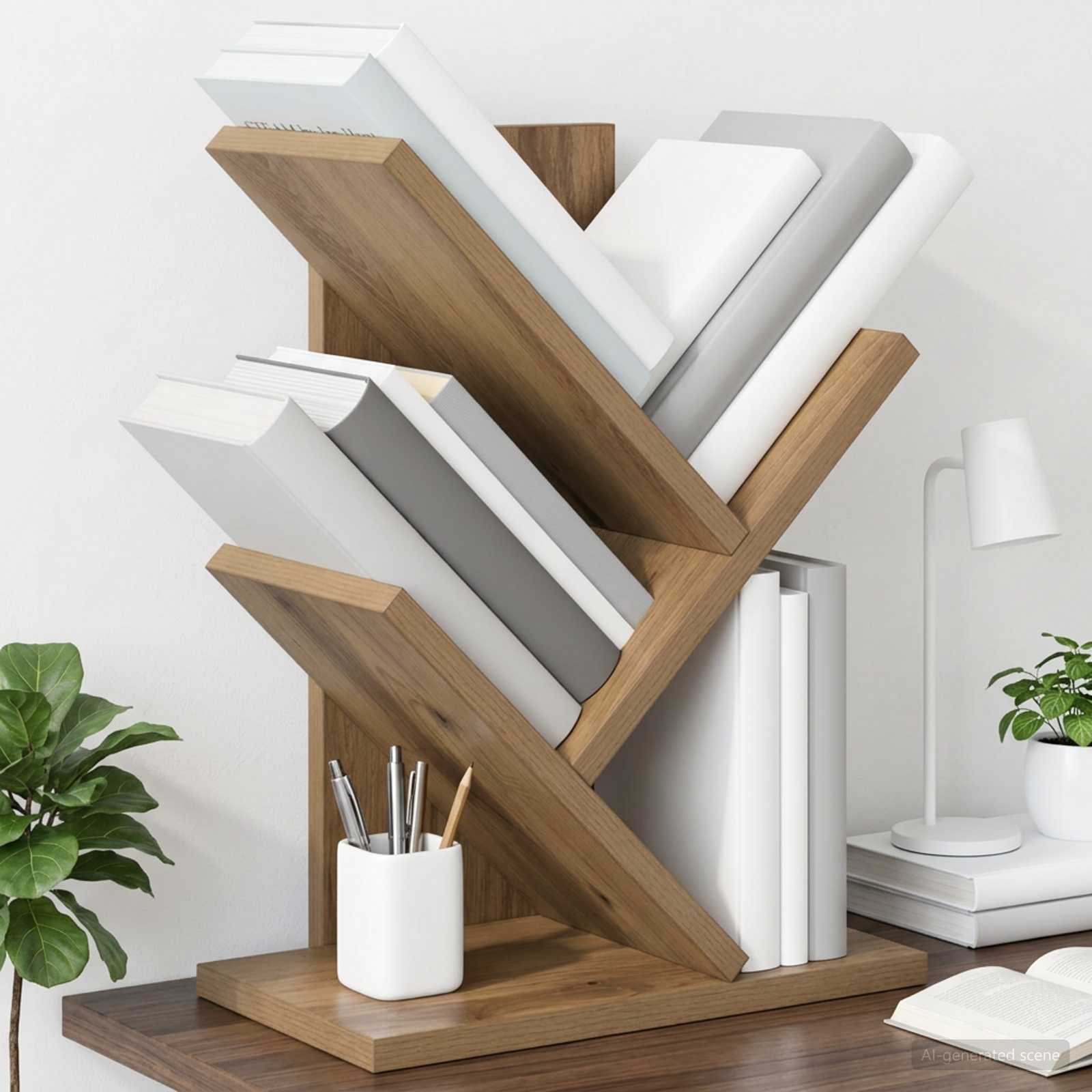 Boomvormige boekenplank met 3 planken 30 x 18 x 40 cm