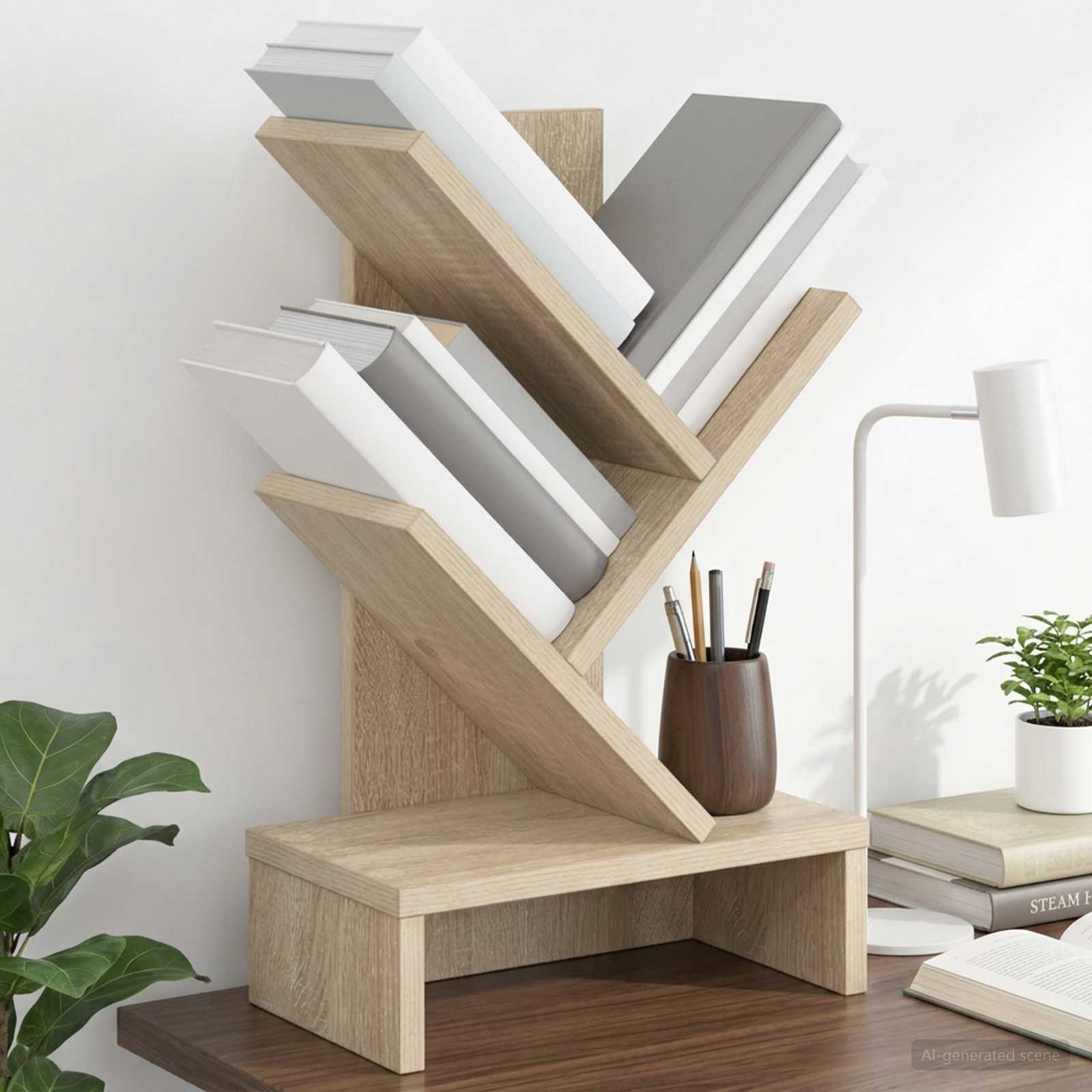 Boomvormige boekenplank met 3 planken 30 x 18 x 48 cm