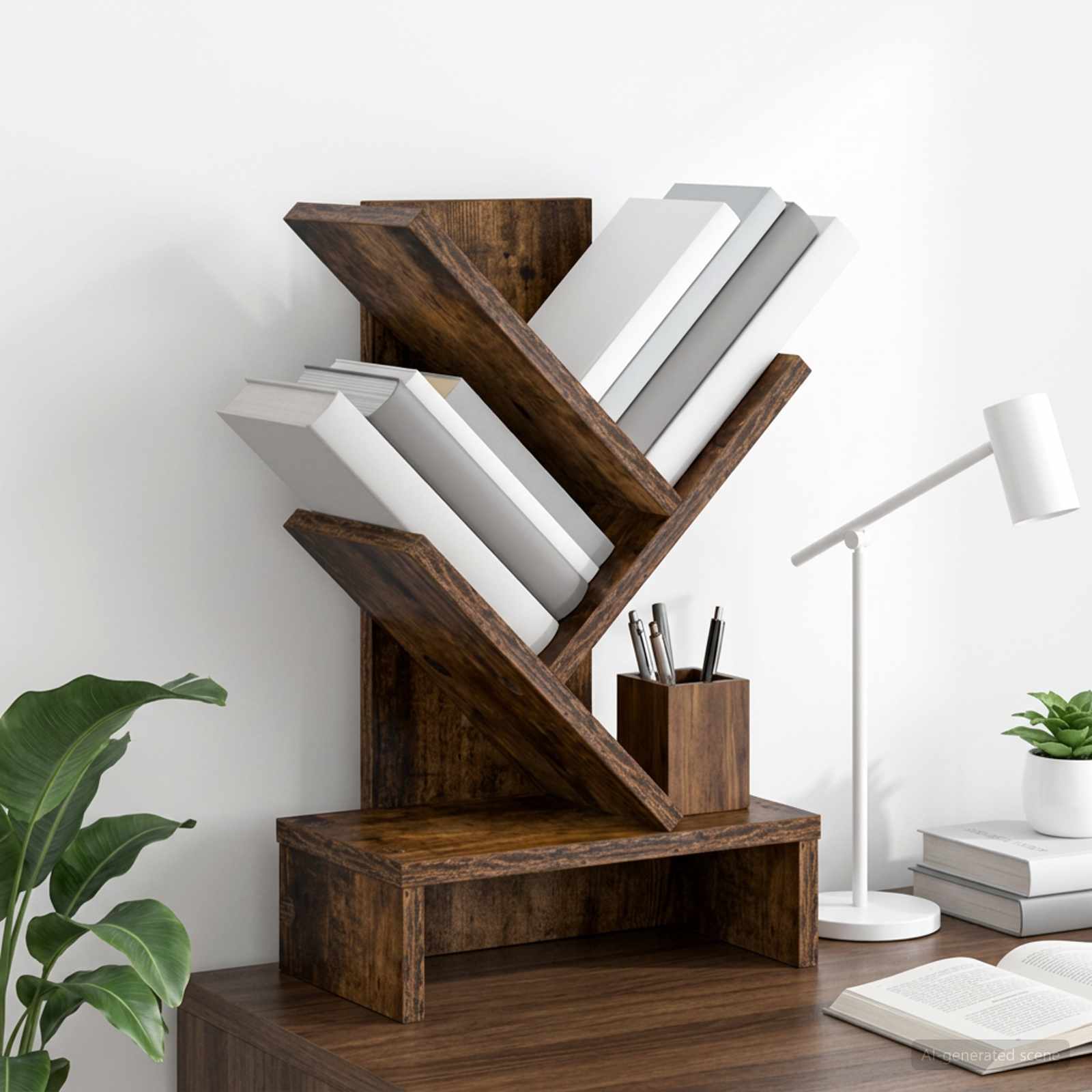 Boomvormige boekenplank met 3 planken 30 x 18 x 48 cm