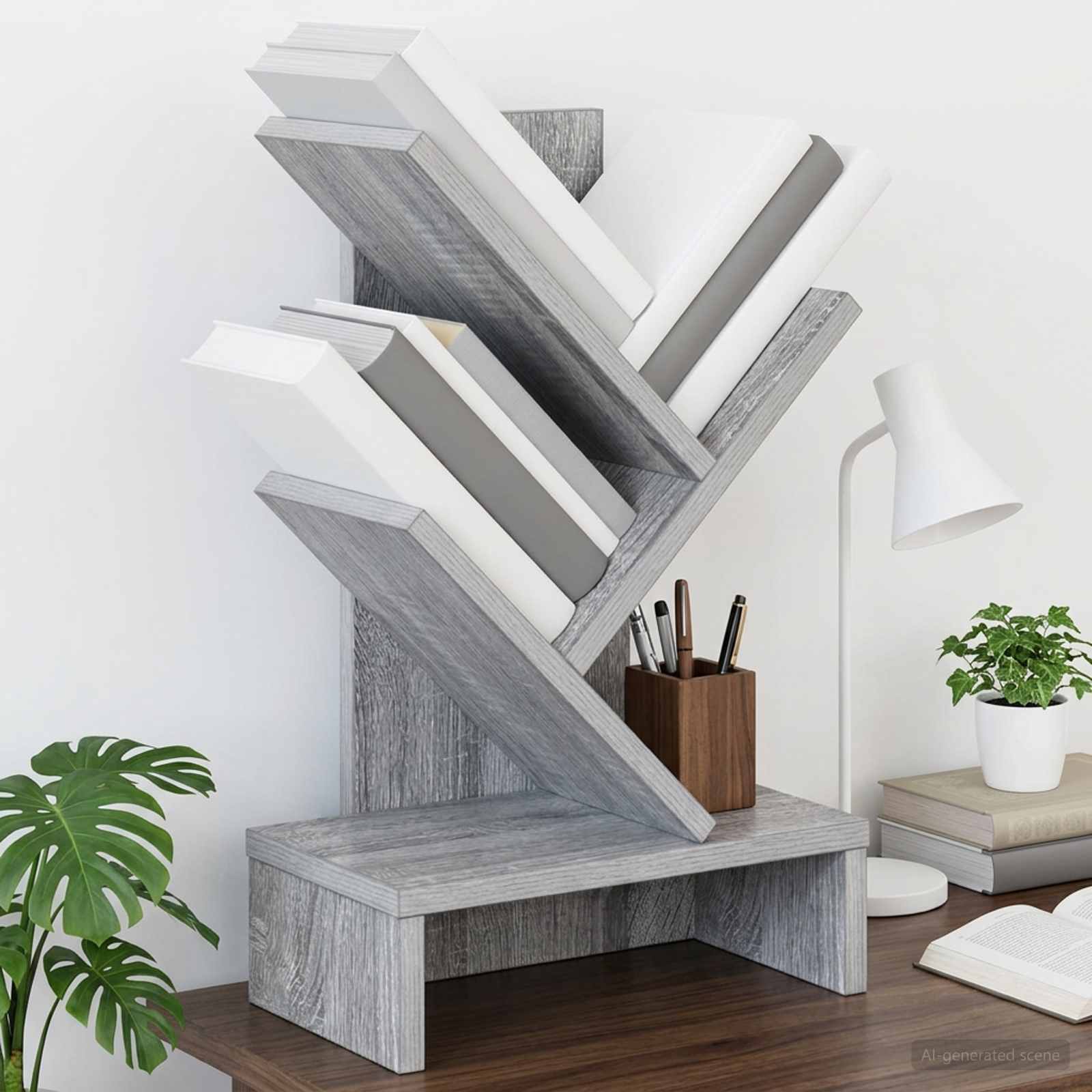 Boomvormige boekenplank met 3 planken 30 x 18 x 48 cm