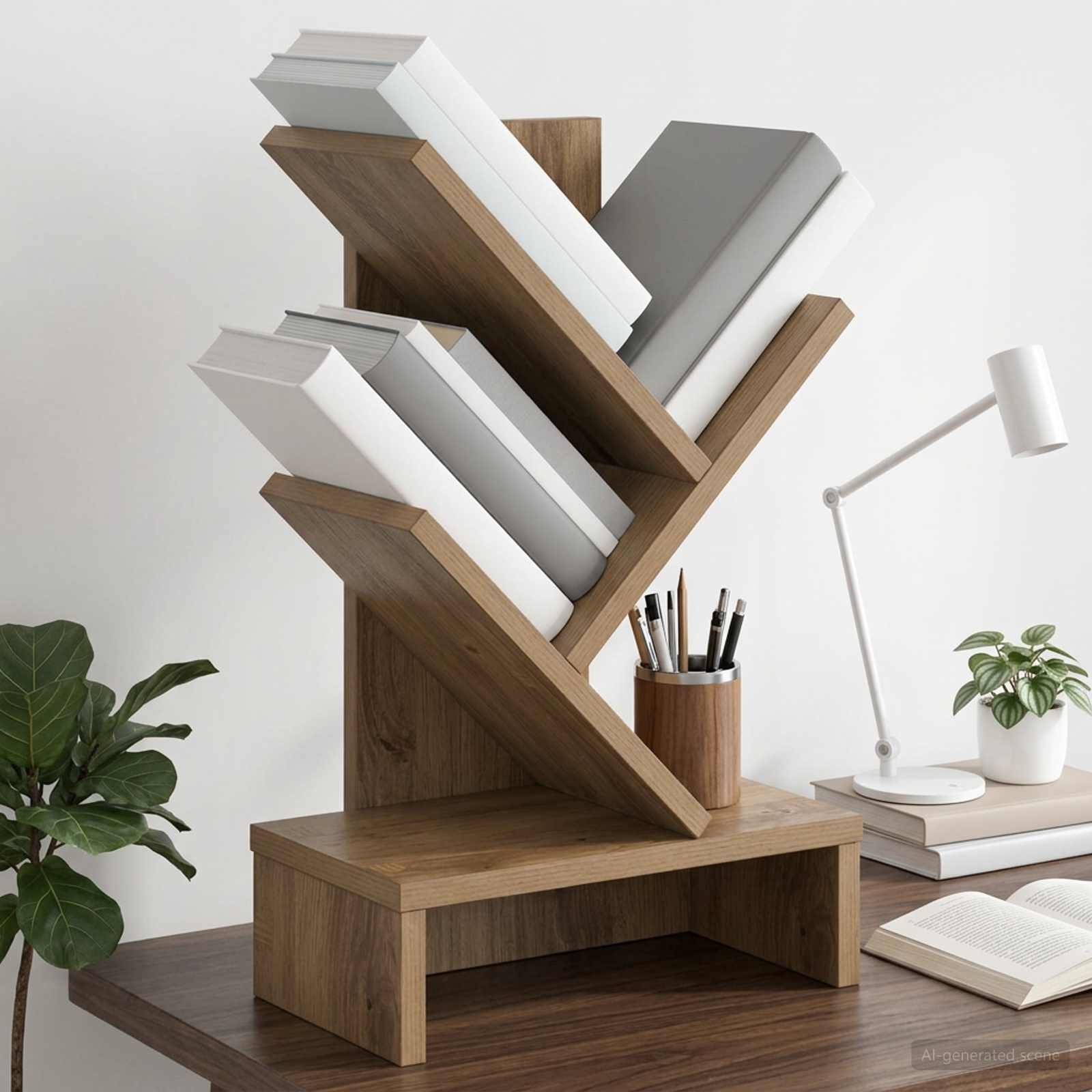 Boomvormige boekenplank met 3 planken 30 x 18 x 48 cm