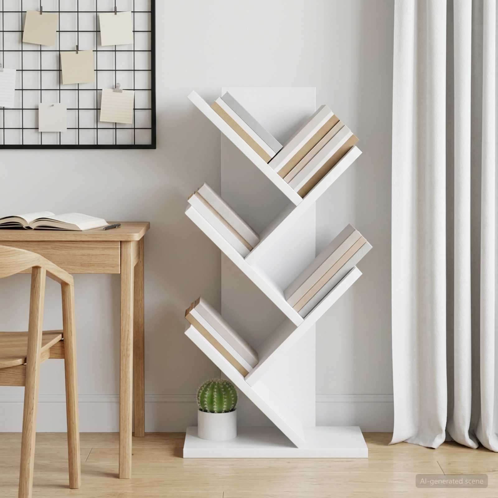 Boekenkast in de vorm van een boom 4-vaks 30 x 18 x 60 cm Wit