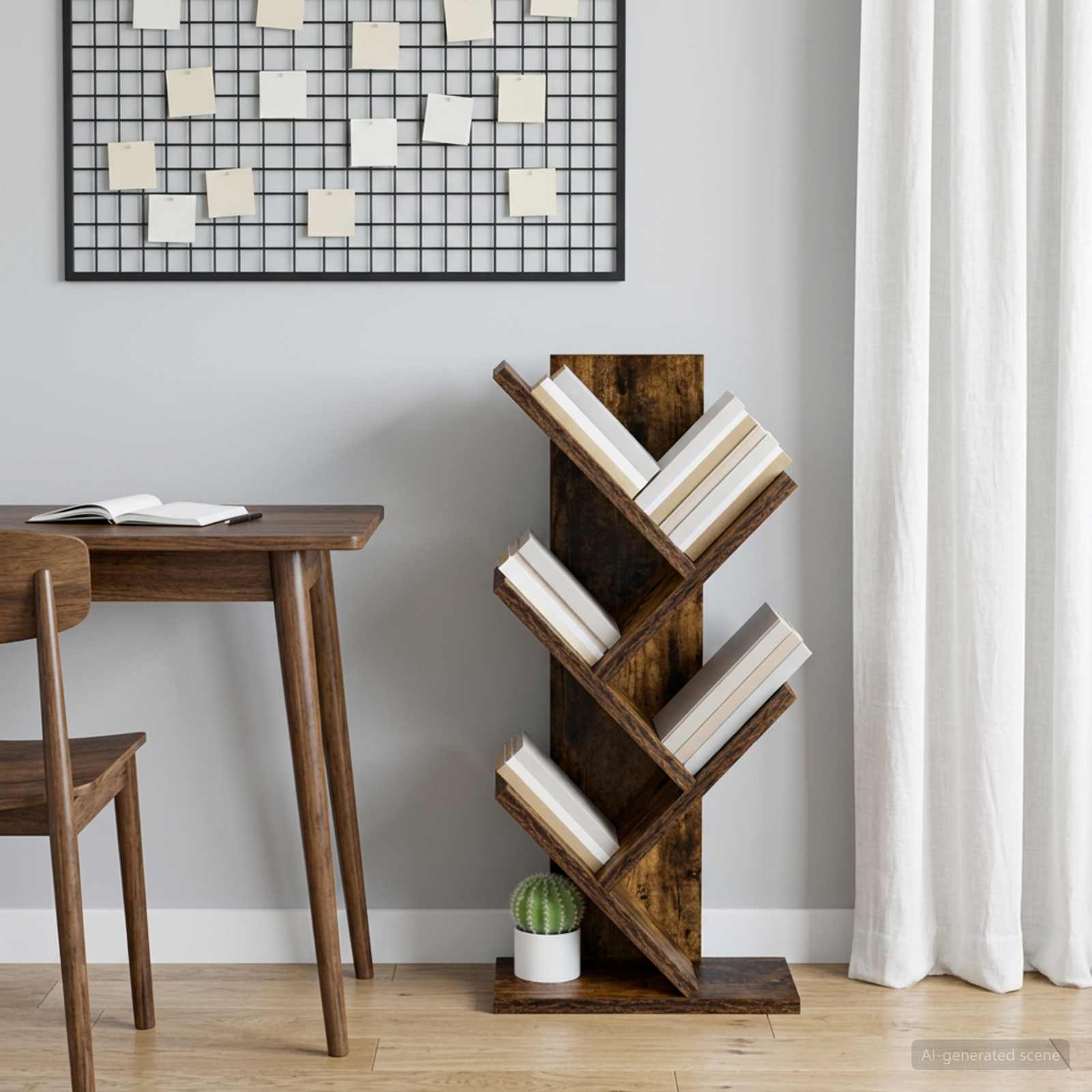 Boom Boekenkast 4-Tier 30 x 18 x 60 cm Bewerkt hout