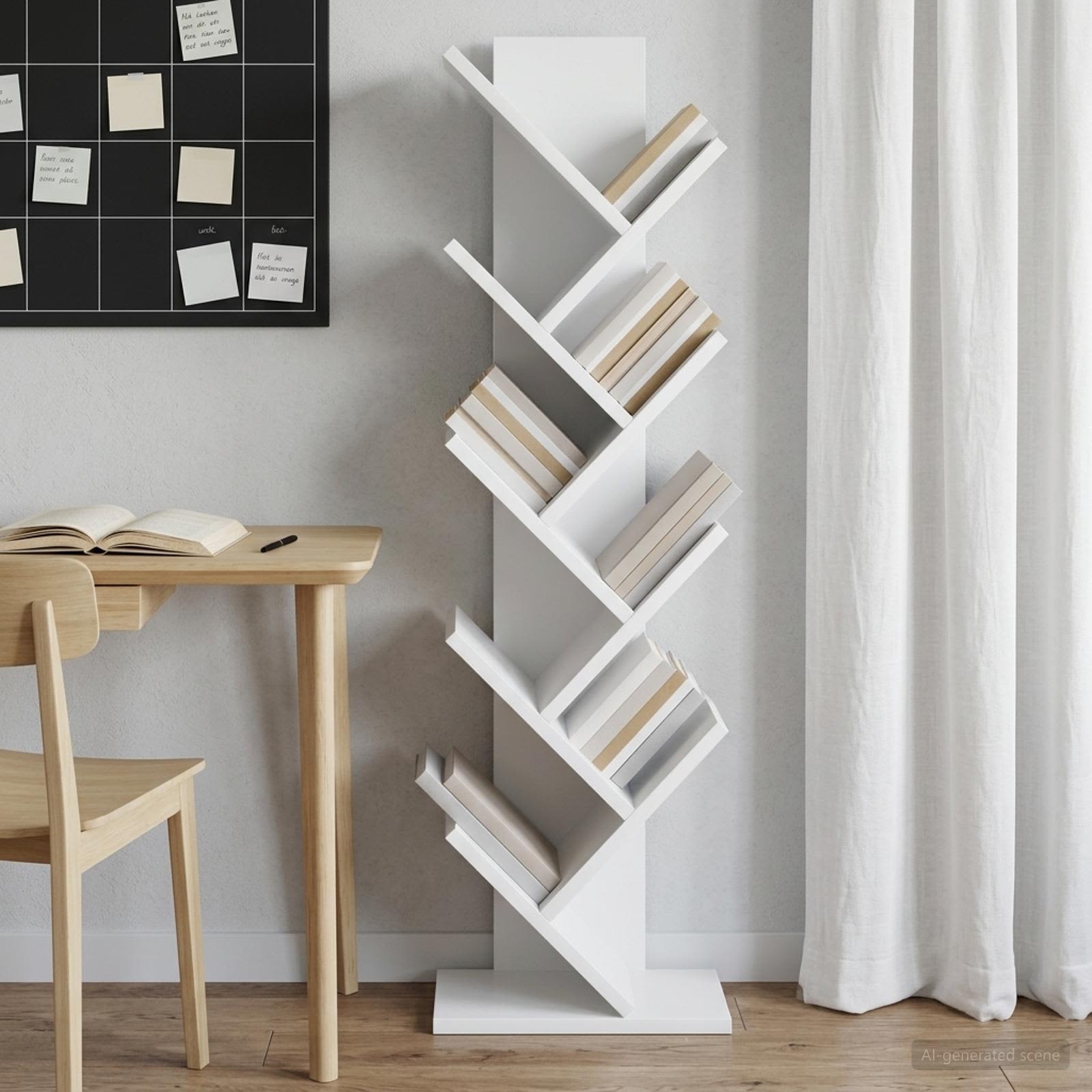 Boom Boekenkast 6-Tier 30 x 18 x 100 cm Bewerkt hout Wit