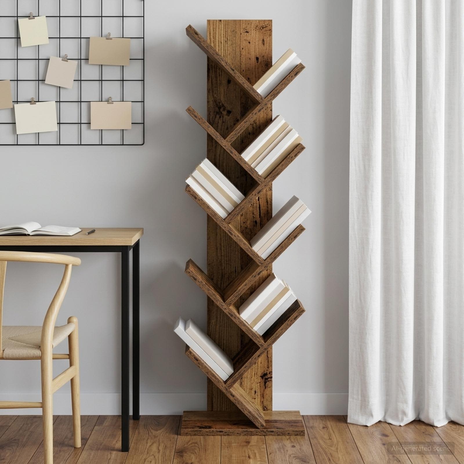 Boom Boekenkast 6-Tier 30 x 18 x 100 cm Bewerkt hout Oud hout