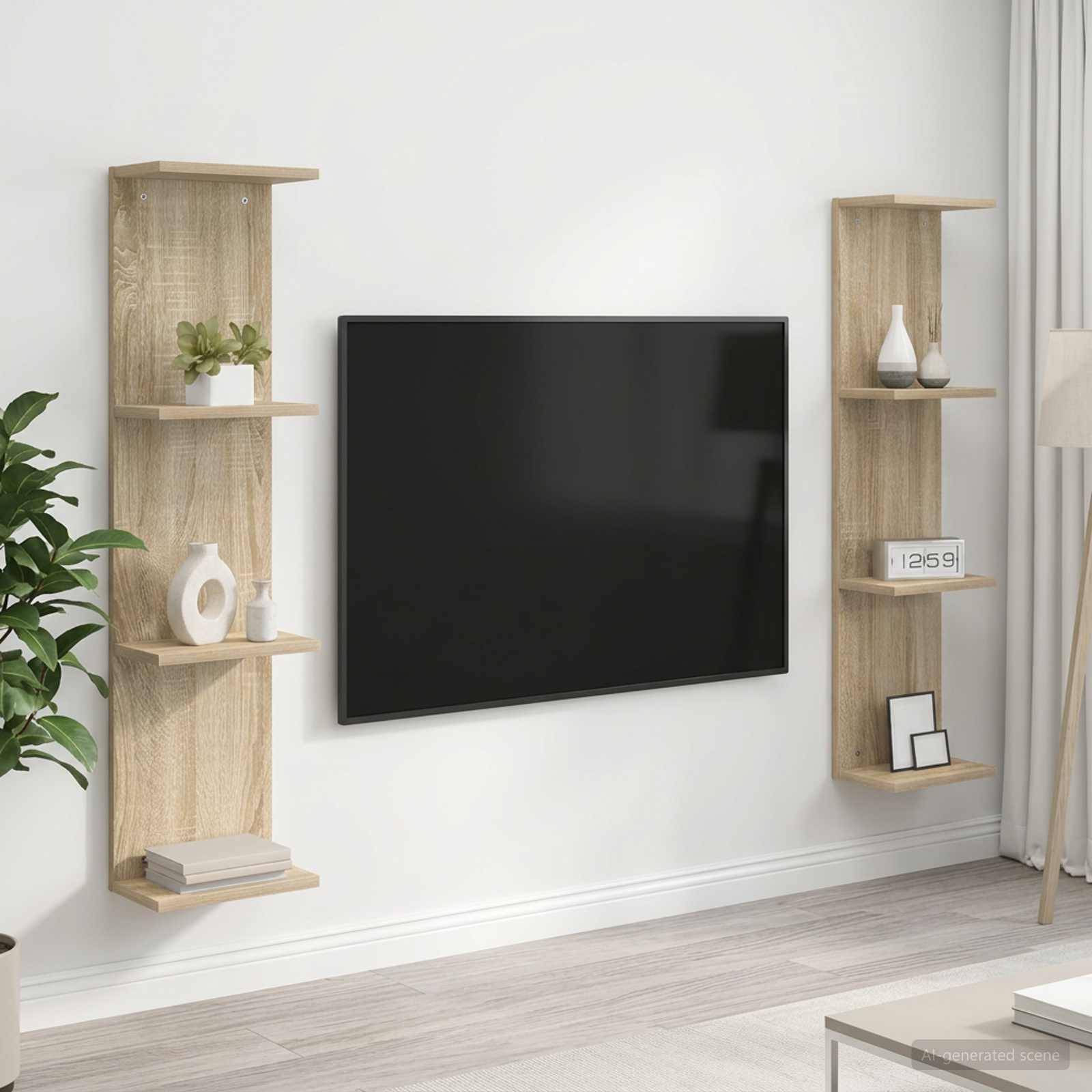 Wandplank 2 pcs Sonoma Eiken 25 x 15 x 100 cm Bewerkt hout