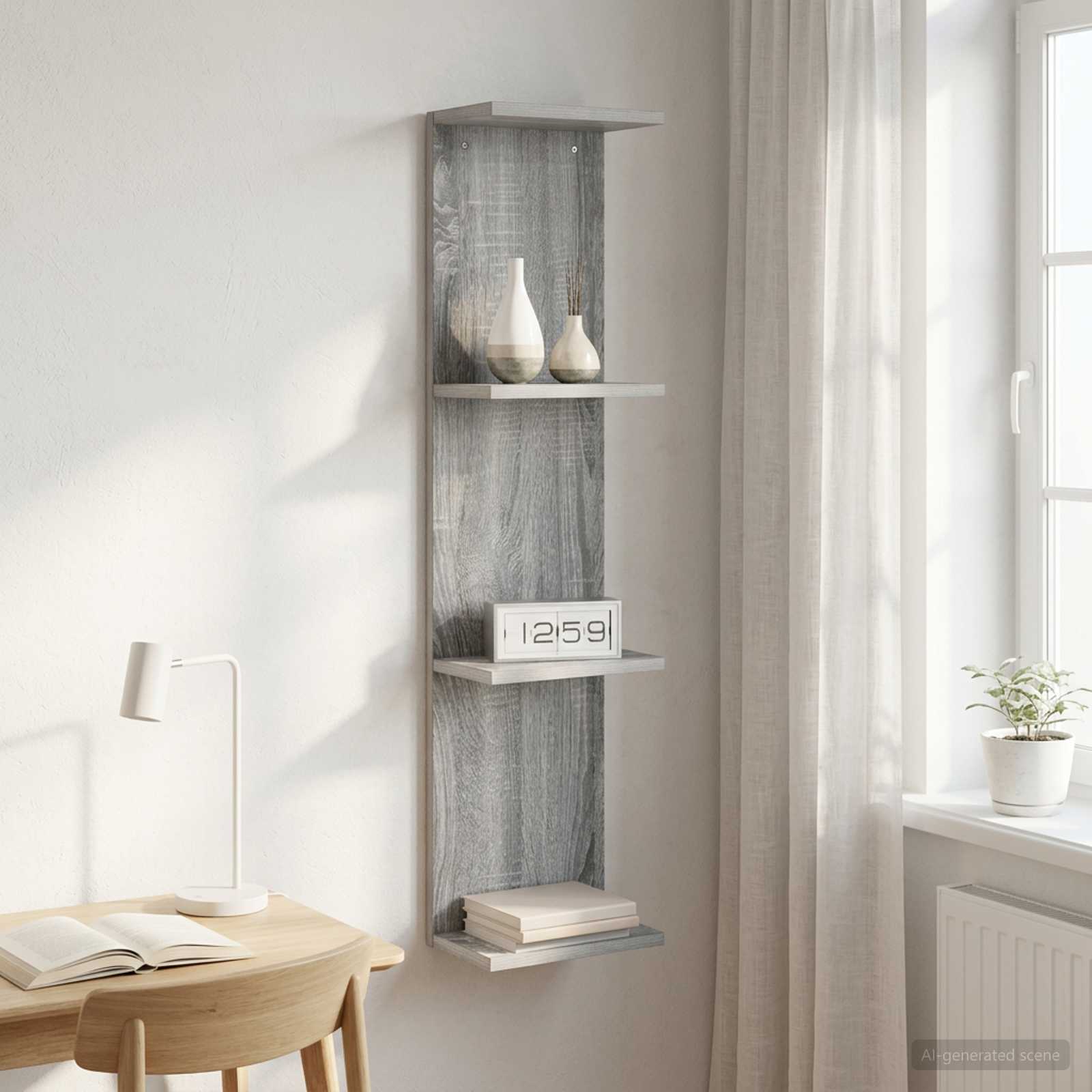 Wandplank Grijs Sonoma 25 x 15 x 100 cm Bewerkt hout