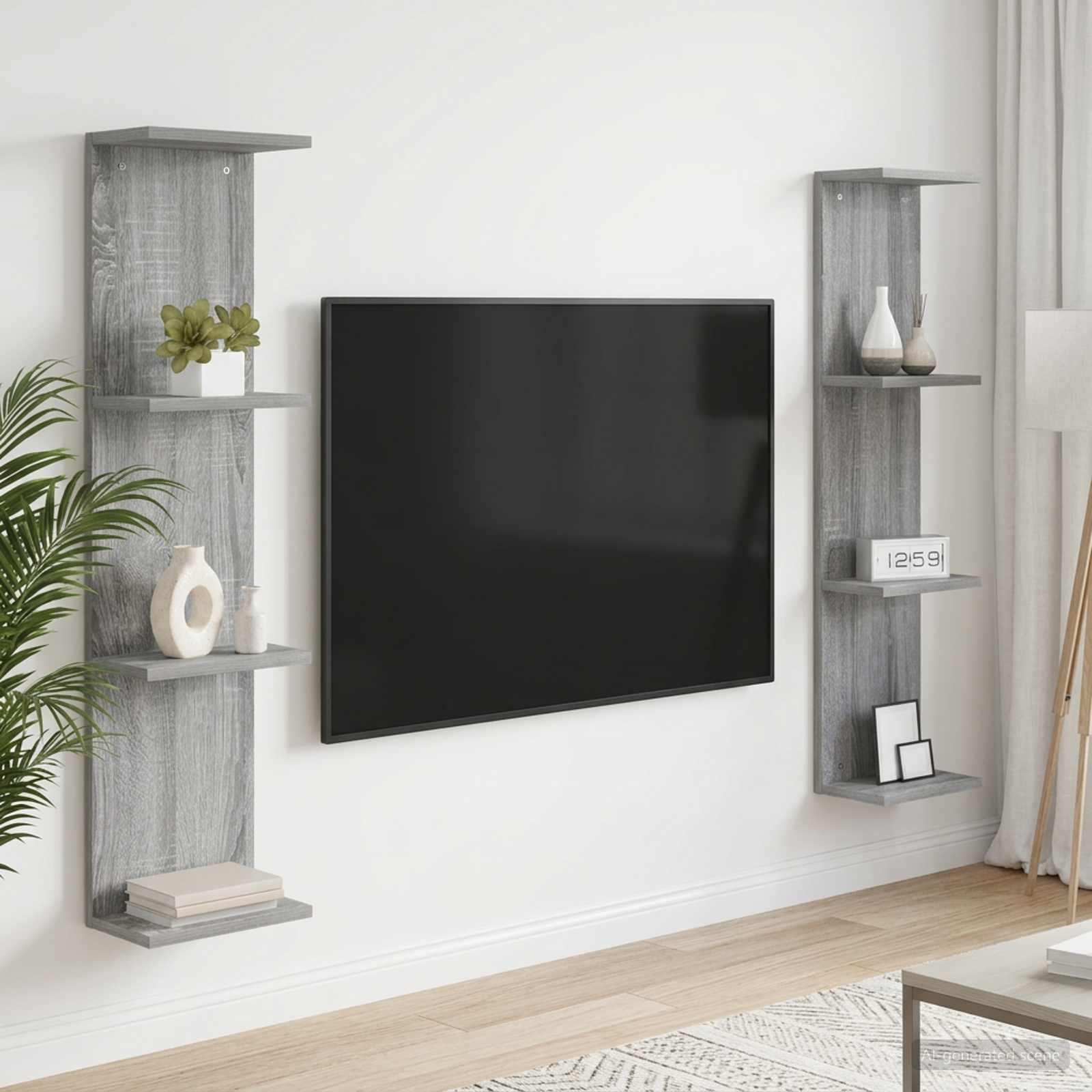 Wandplank 2 pcs Grijs Sonoma 25 x 15 x 100 cm Bewerkt hout