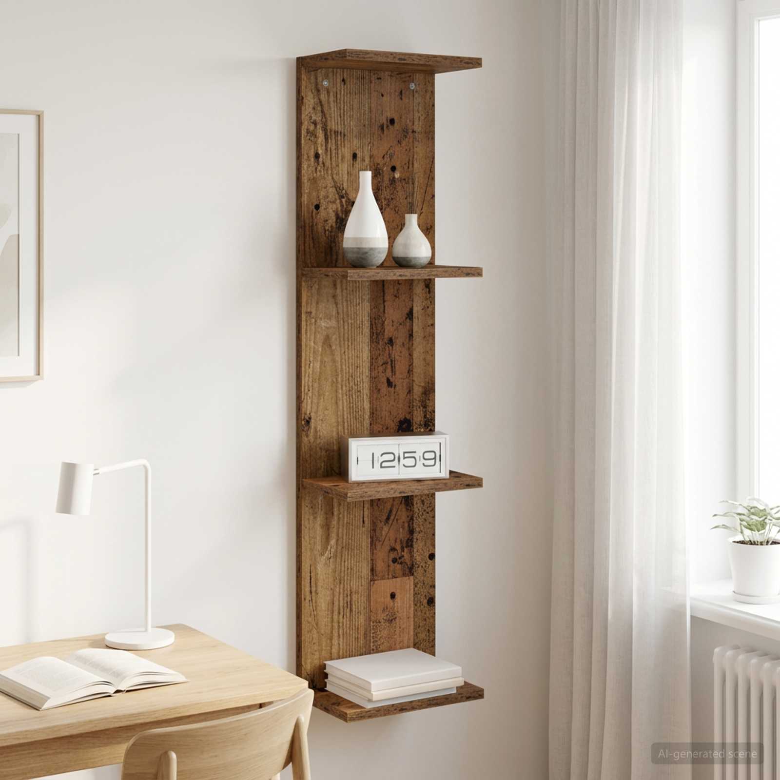Wandplank Oud hout 25 x 15 x 100 cm Bewerkt hout