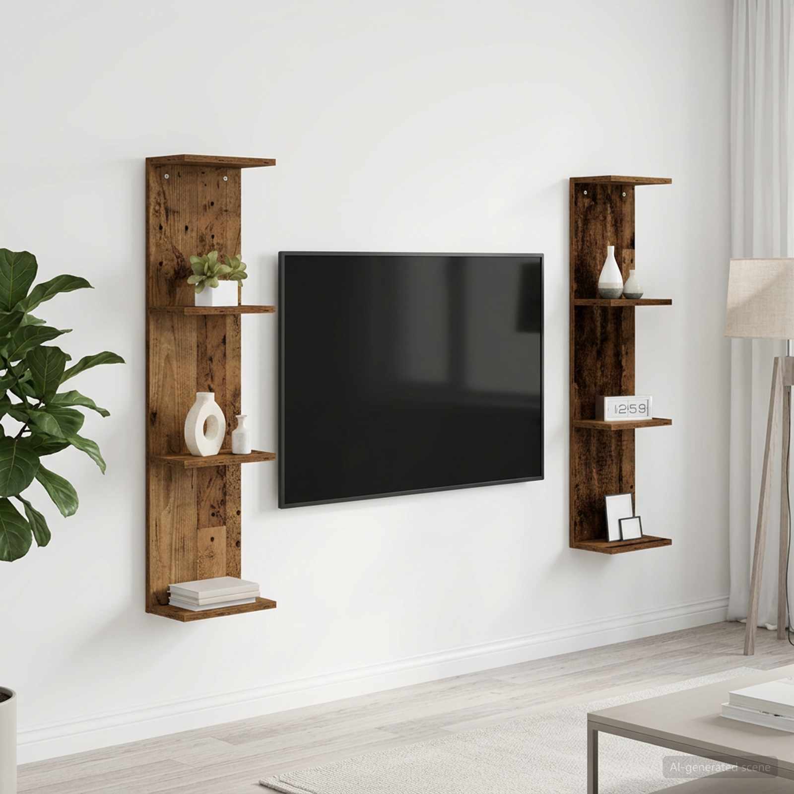 Wandplank 2 pcs Oud hout 25 x 15 x 100 cm Bewerkt hout