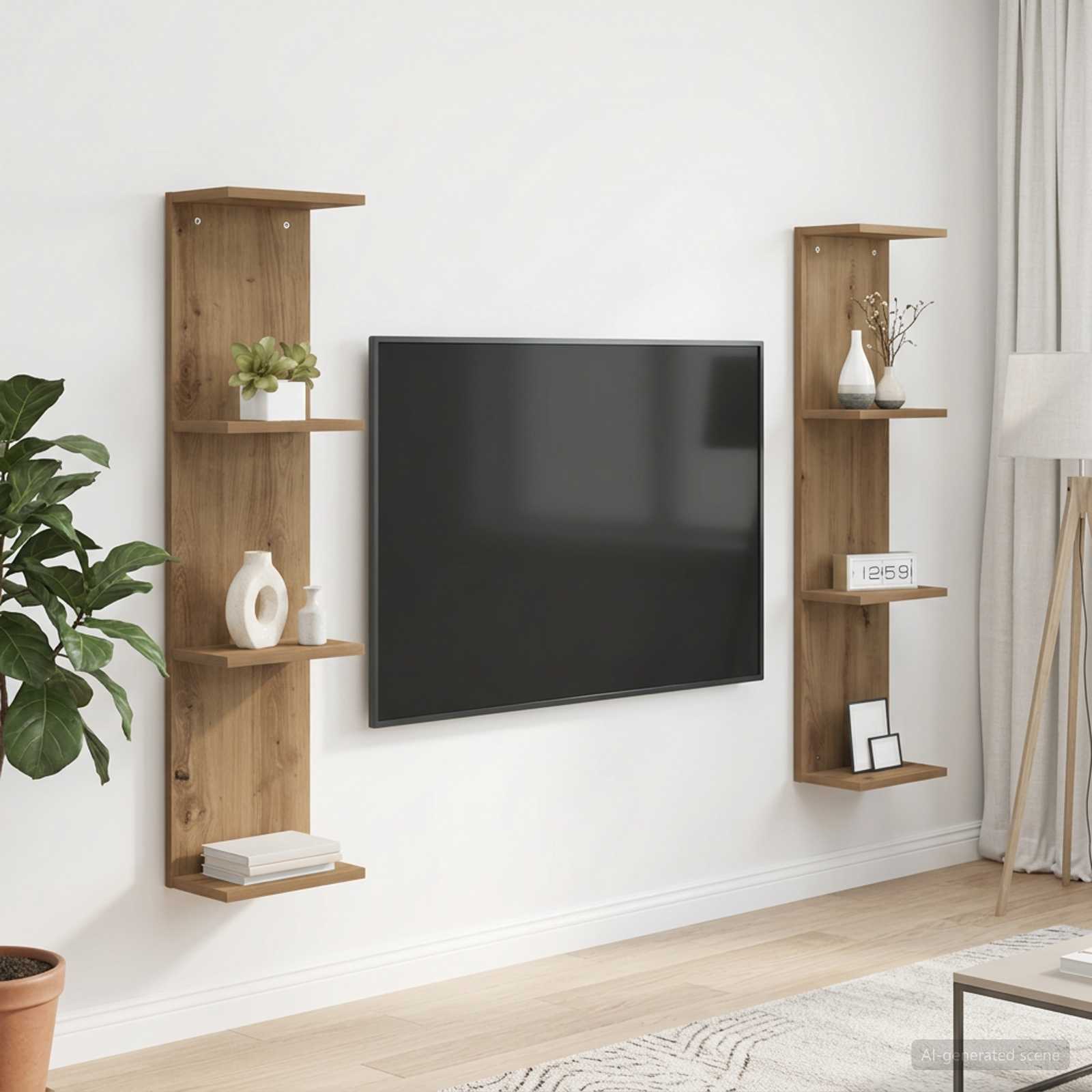Wandplank 2 pcs Artisanaal eiken 25 x 15 x 100 cm Bewerkt hout