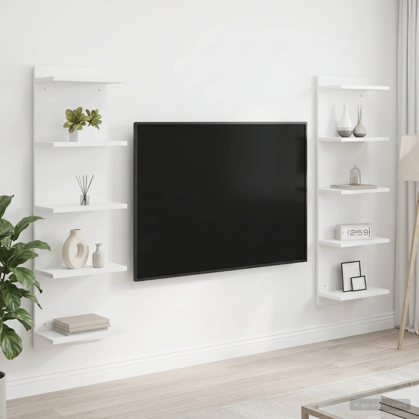 Wandplank 2 pcs Wit 30 x 15 x 100 cm Bewerkt hout