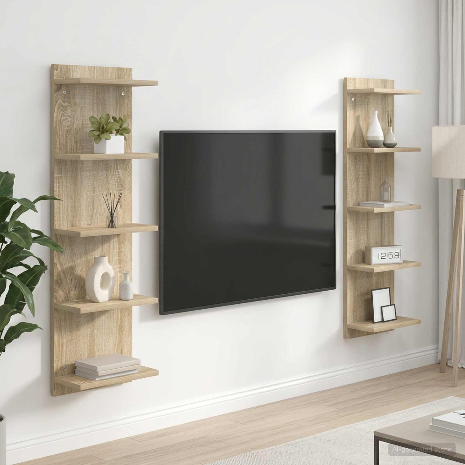 Wandplank 2 pcs Sonoma Eiken 30 x 15 x 100 cm Bewerkt hout